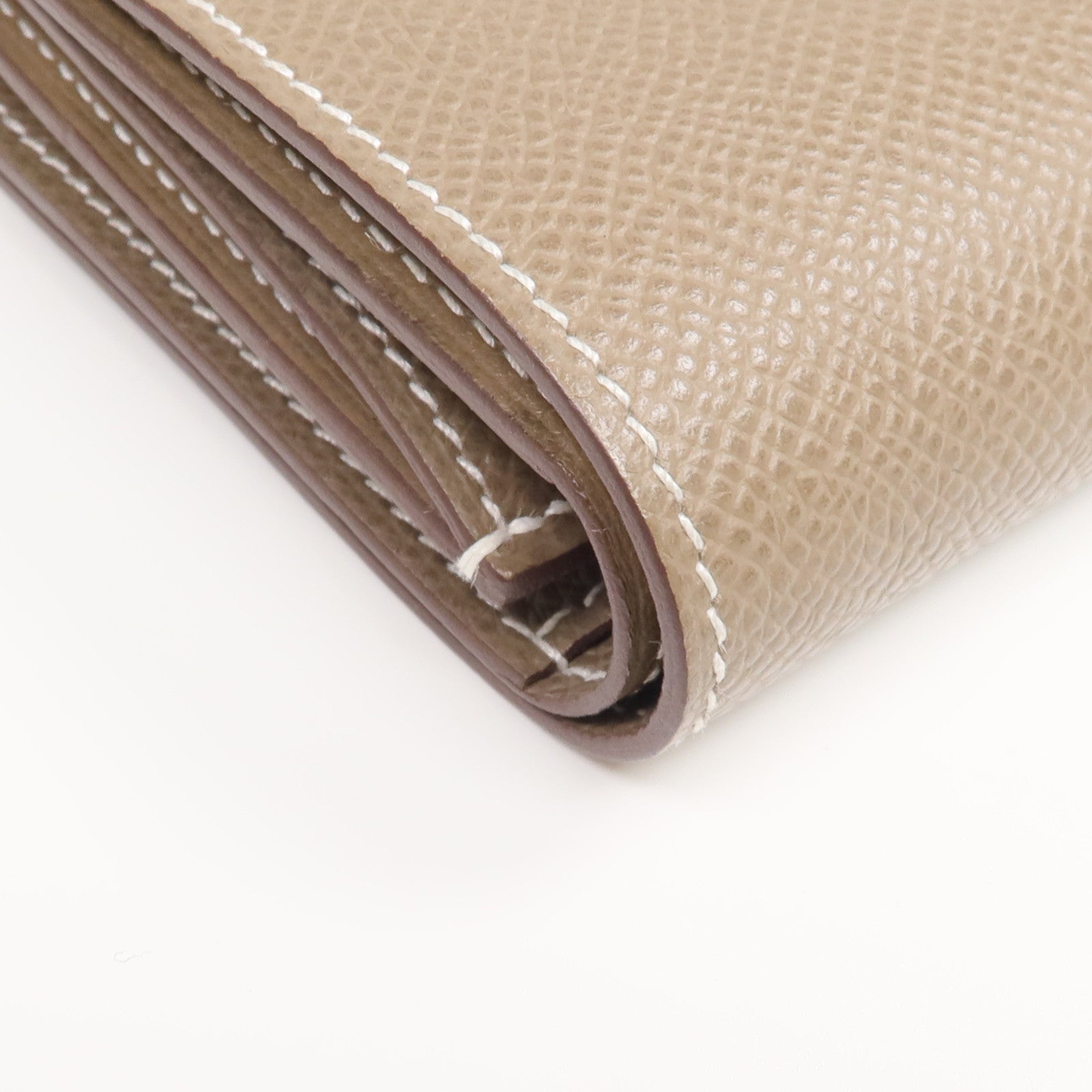 HERMES Epsom皮革Bearn Compact Wallet金扣錢包Etoupe