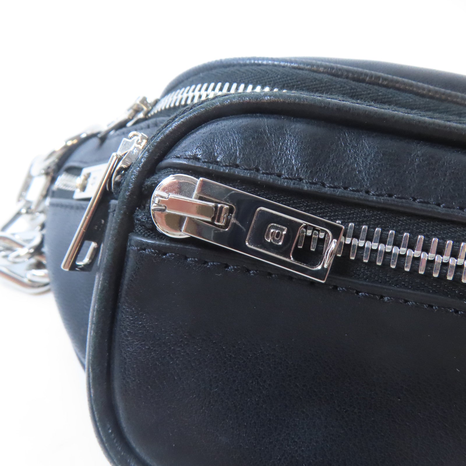 alexanderwang 羊皮皮革Waist Bag銀扣腰包黑色
