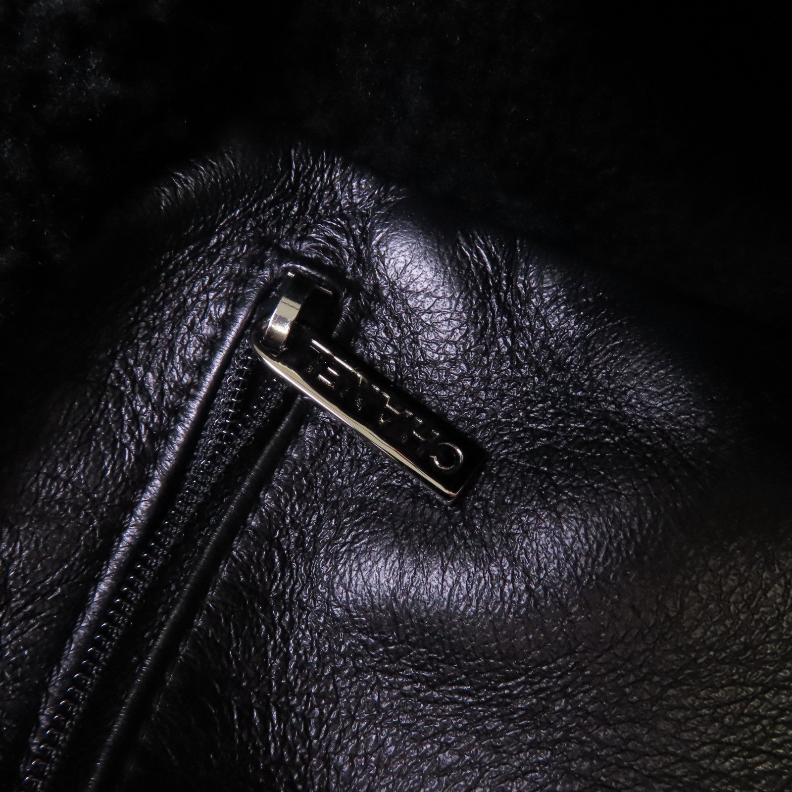 CHANEL 菱格羊皮皮革Tote Bag銀扣鏈帶肩背袋黑色