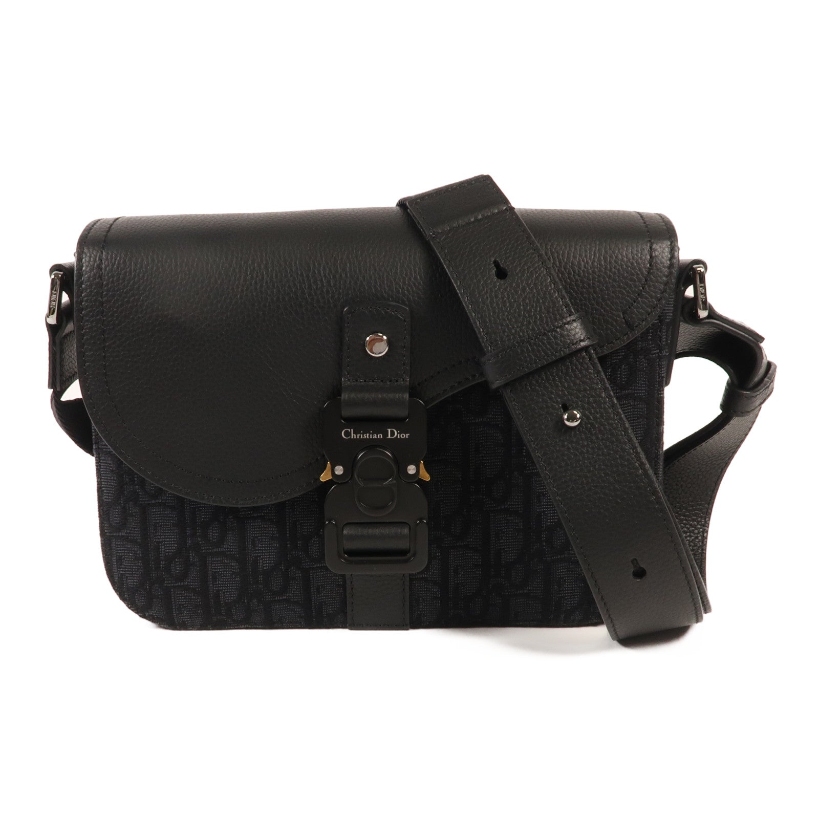 Dior 帆布Oblique銀扣肩背袋