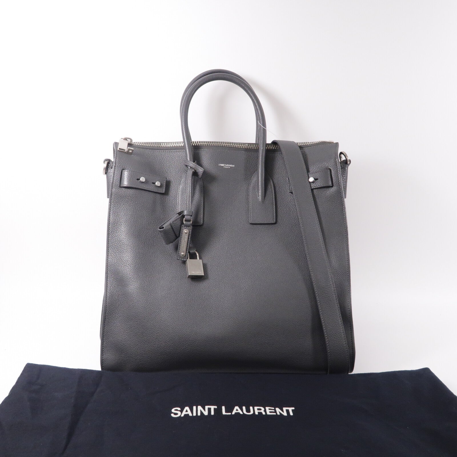 SAINT LAURENT 牛皮皮革Sac De Jour Souple North-South手挽肩背兩用袋
