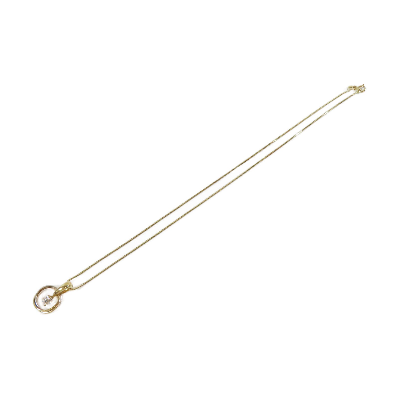 CARTIER 18K黃金/18K白金/18K玫瑰金Trinity Diamond Necklace項鍊#42cm