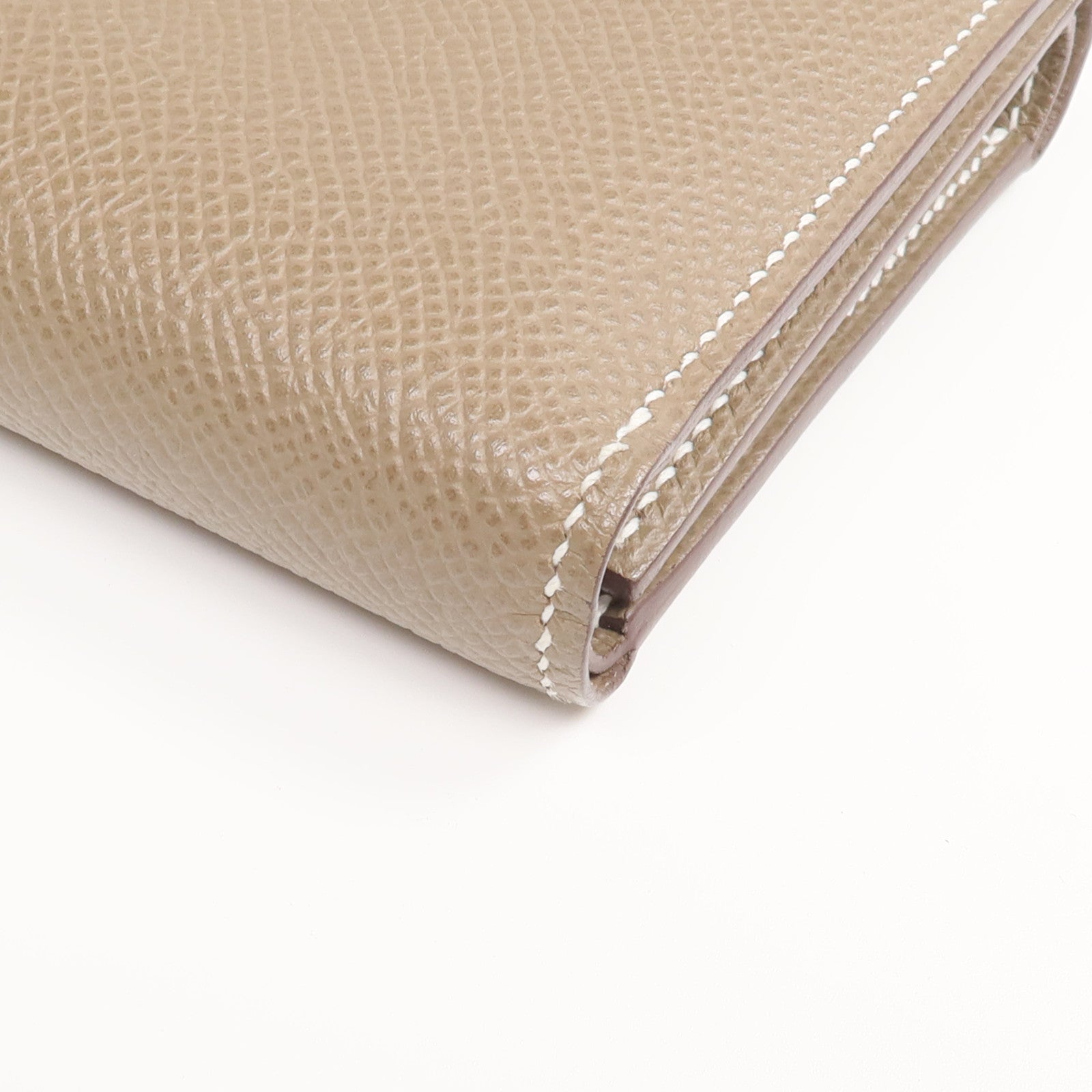 HERMES Epsom皮革Bearn Compact Wallet金扣錢包Etoupe