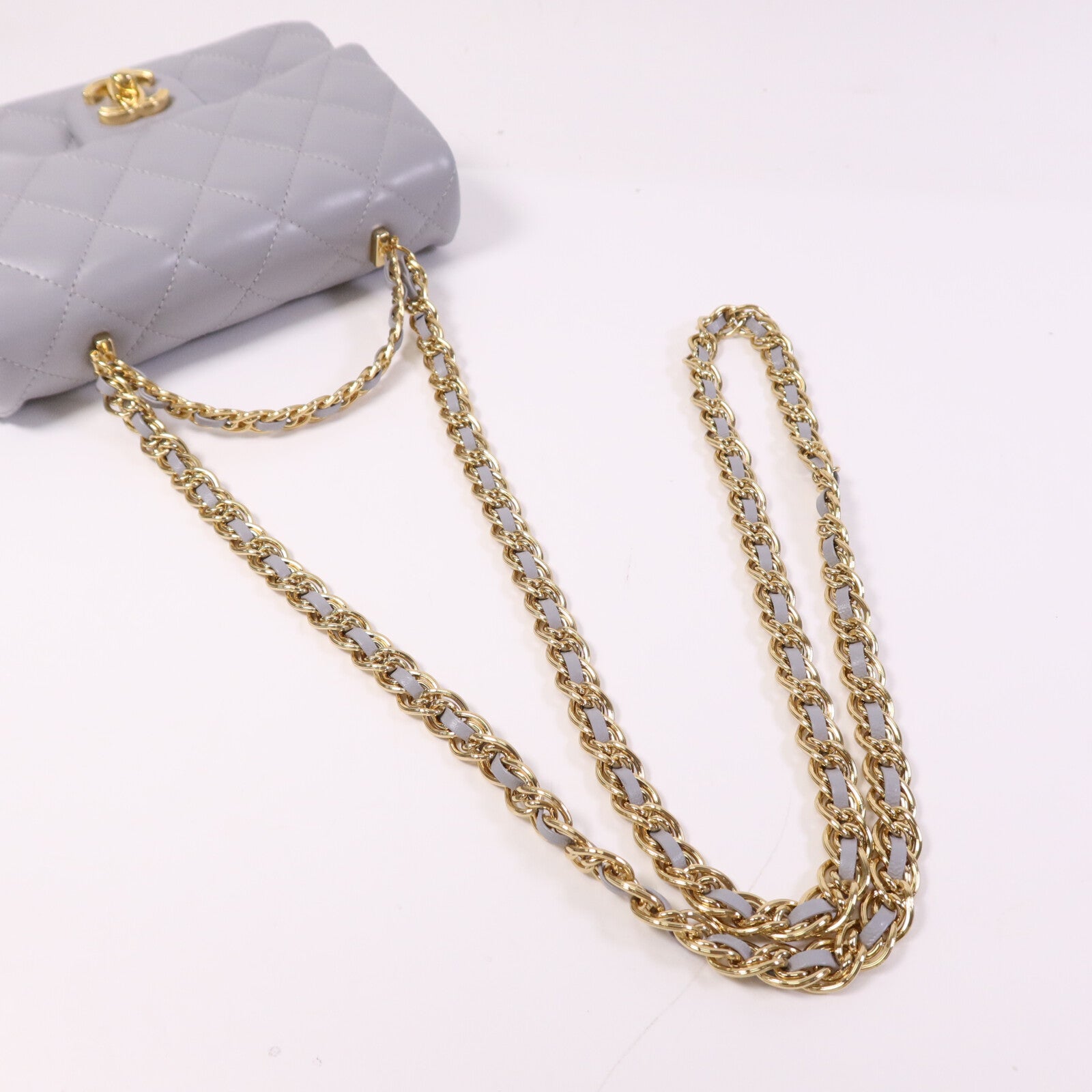 CHANEL 羊皮皮革Chain Shoulder金扣手挽肩背兩用袋