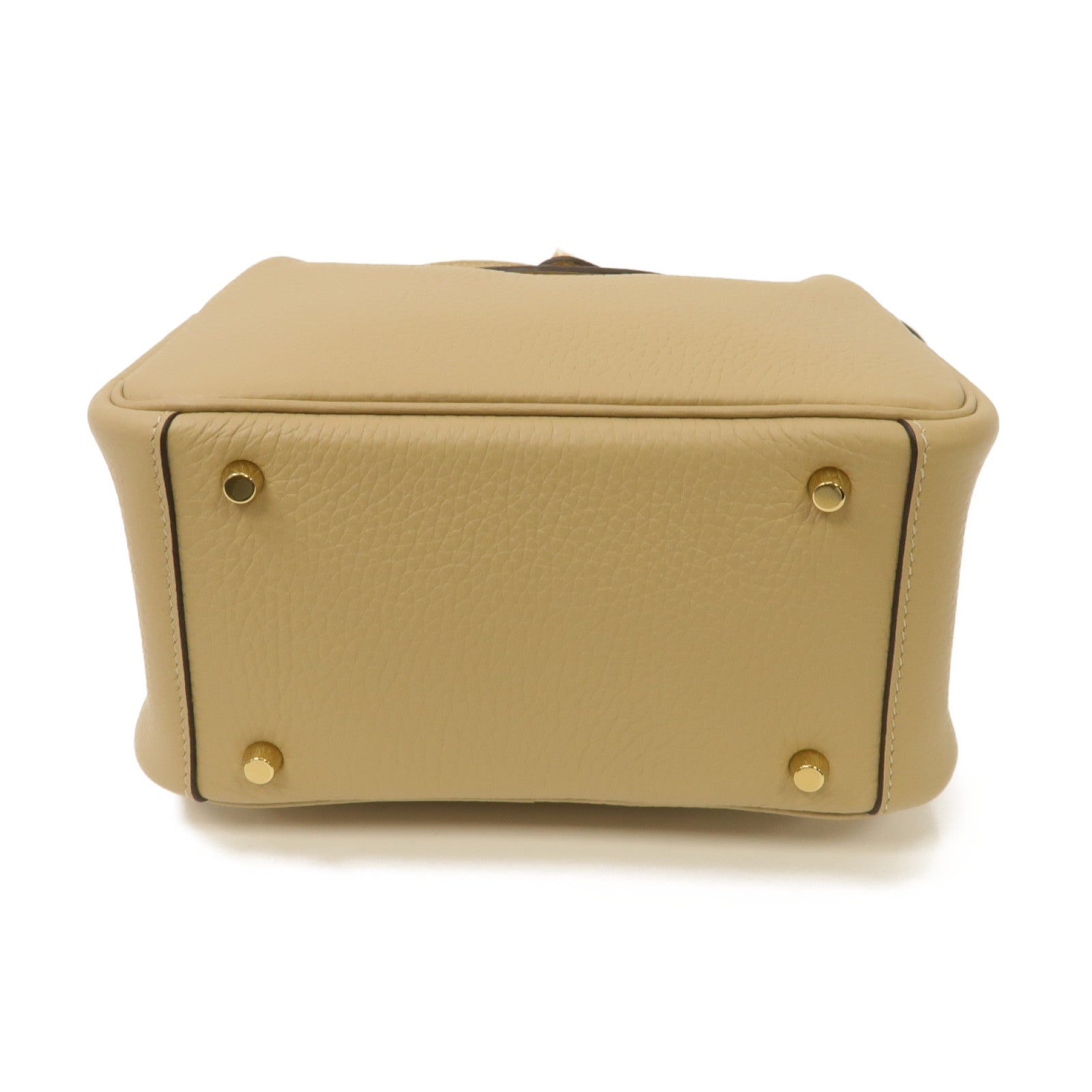 HERMES Clemence皮革Mini Lindy金扣肩背袋風衣卡其
