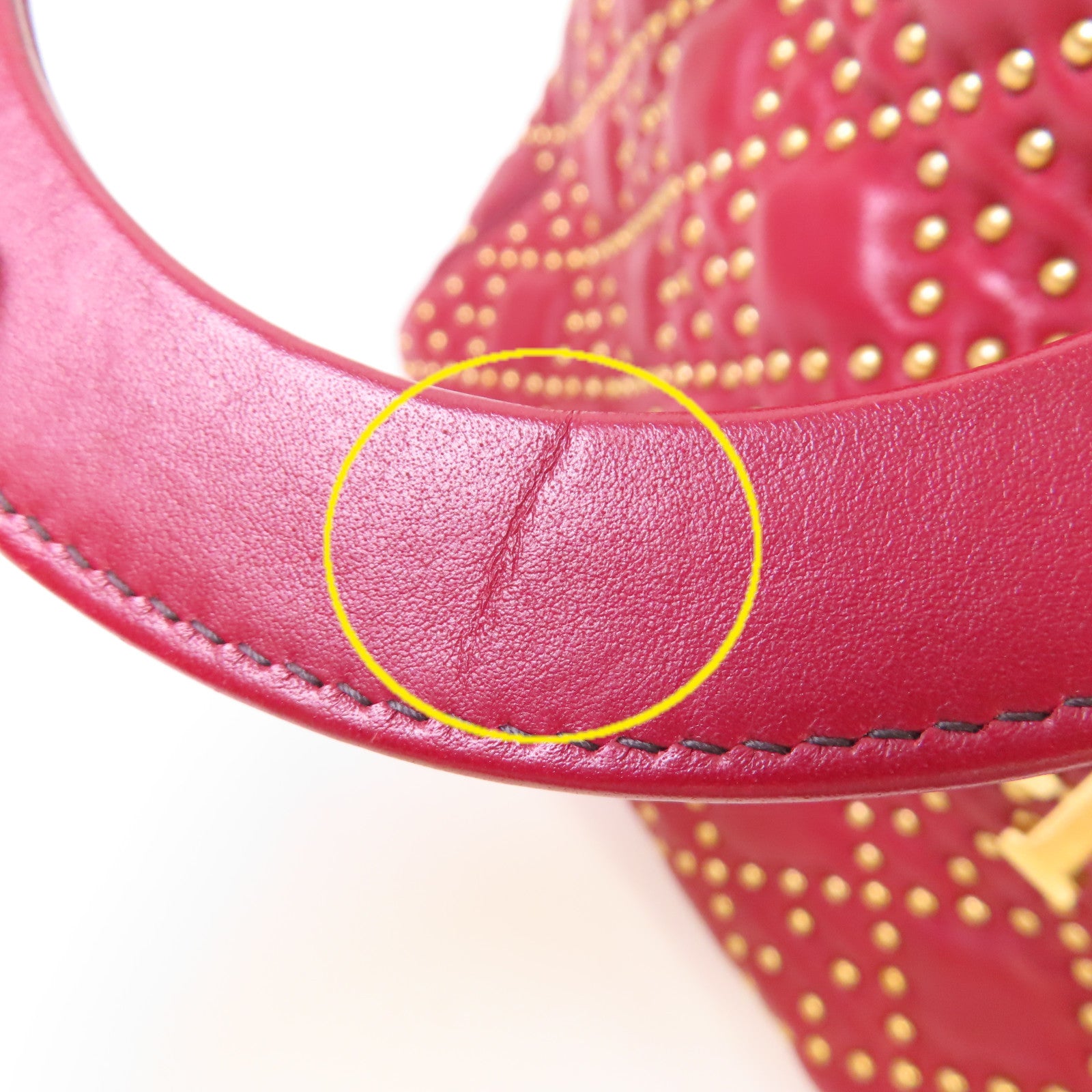 Dior 【激減優惠】牛皮皮革Lady Dior Studded 2 Way Shoulder Bag金扣手挽肩背兩用袋紅色