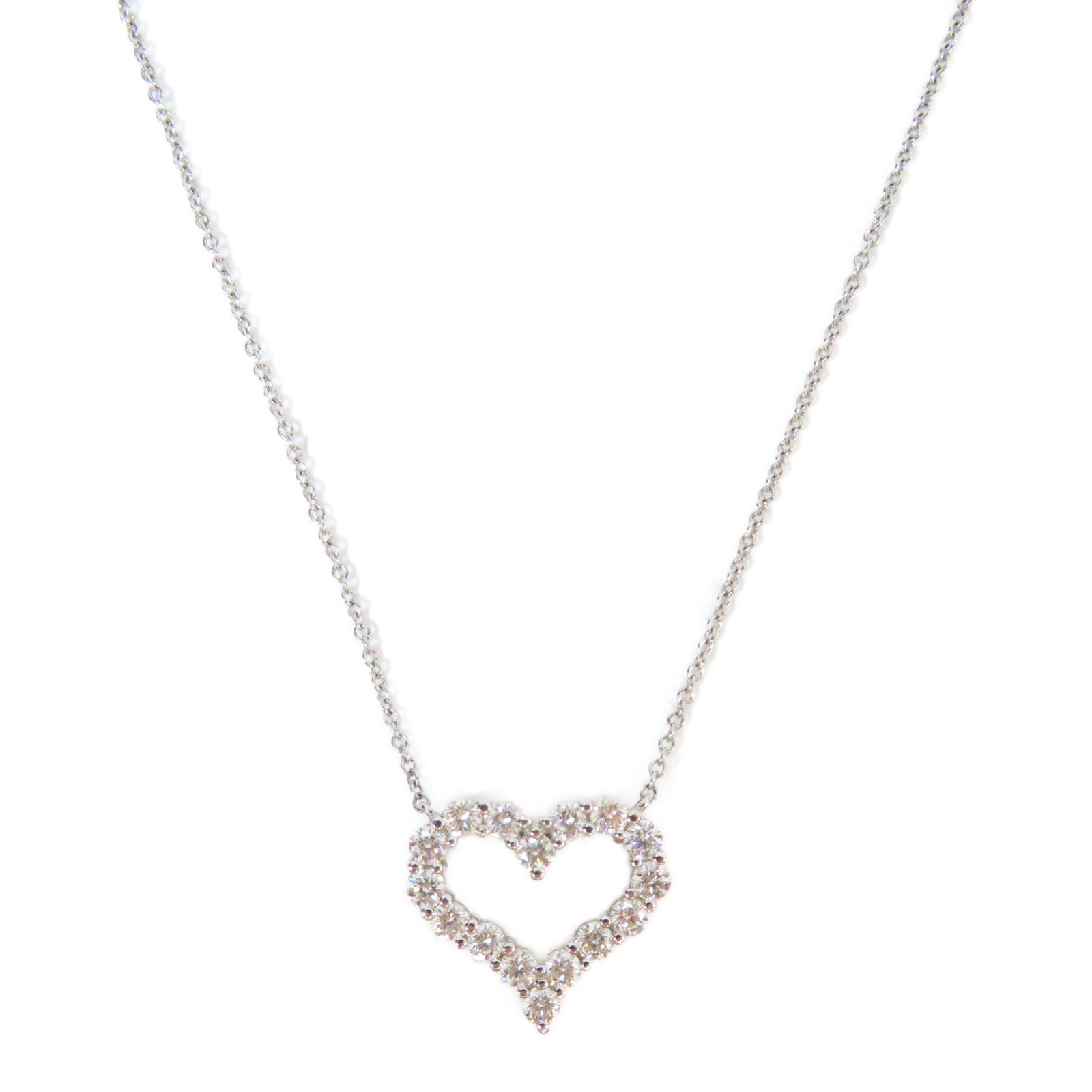 TIFFANY＆CO PT950鉑金Diamond Heart Pandent鑽石項鍊銀色/透明