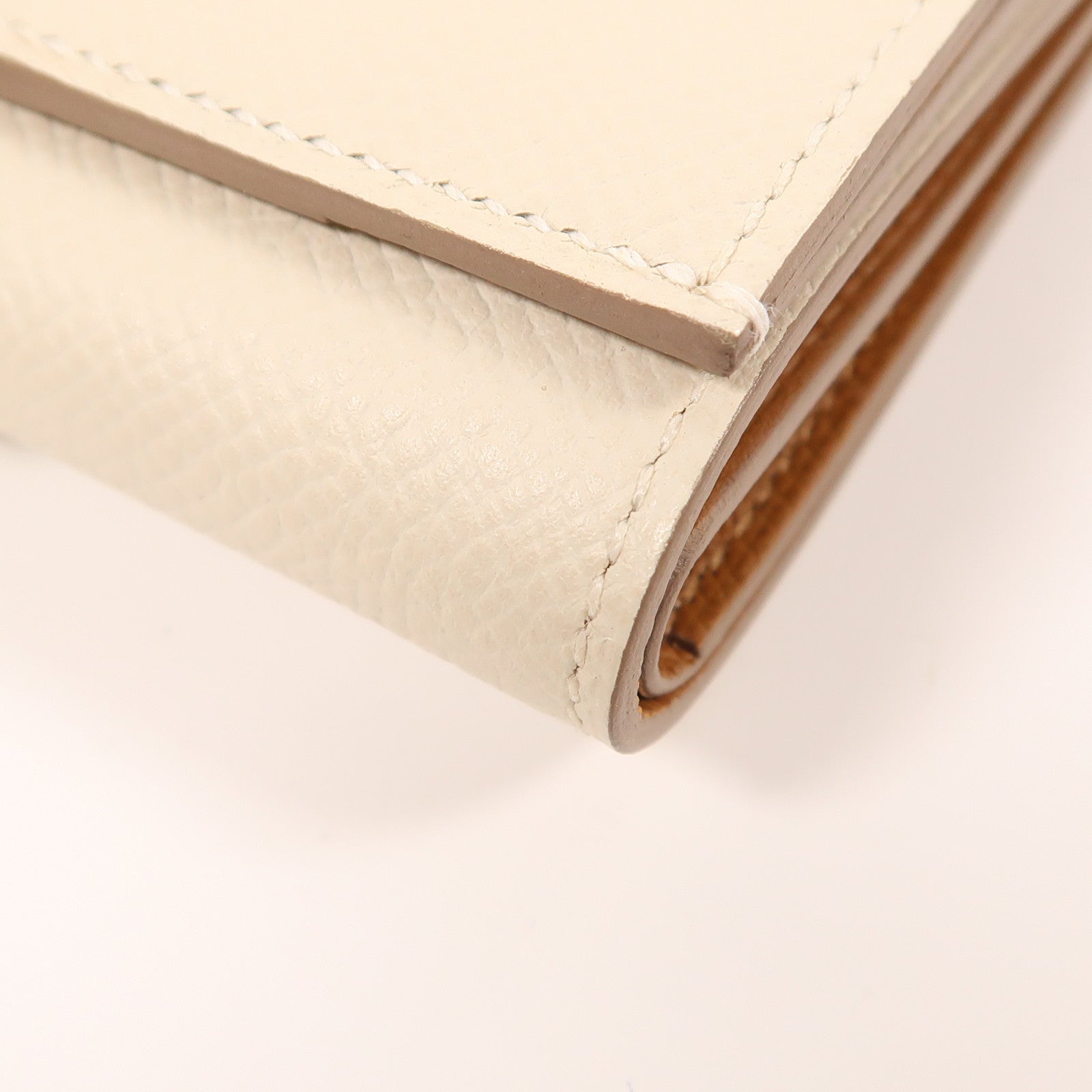 HERMES Epsom皮革Bearn Verso Wallet銀扣錢包10 Craie