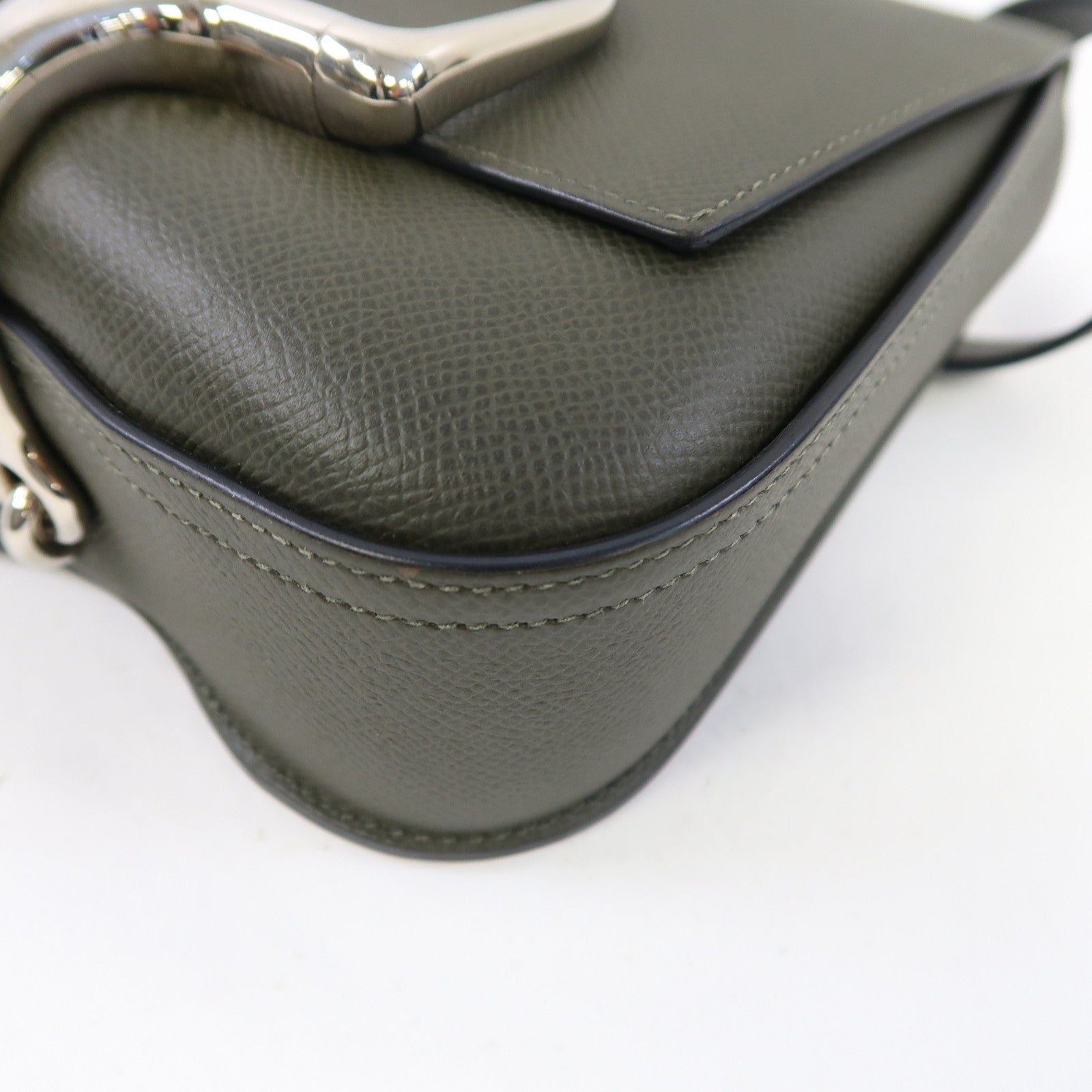 HERMES 【激減優惠】Epsom皮革Della Cavalleria Mini銀扣肩背袋灰綠色
