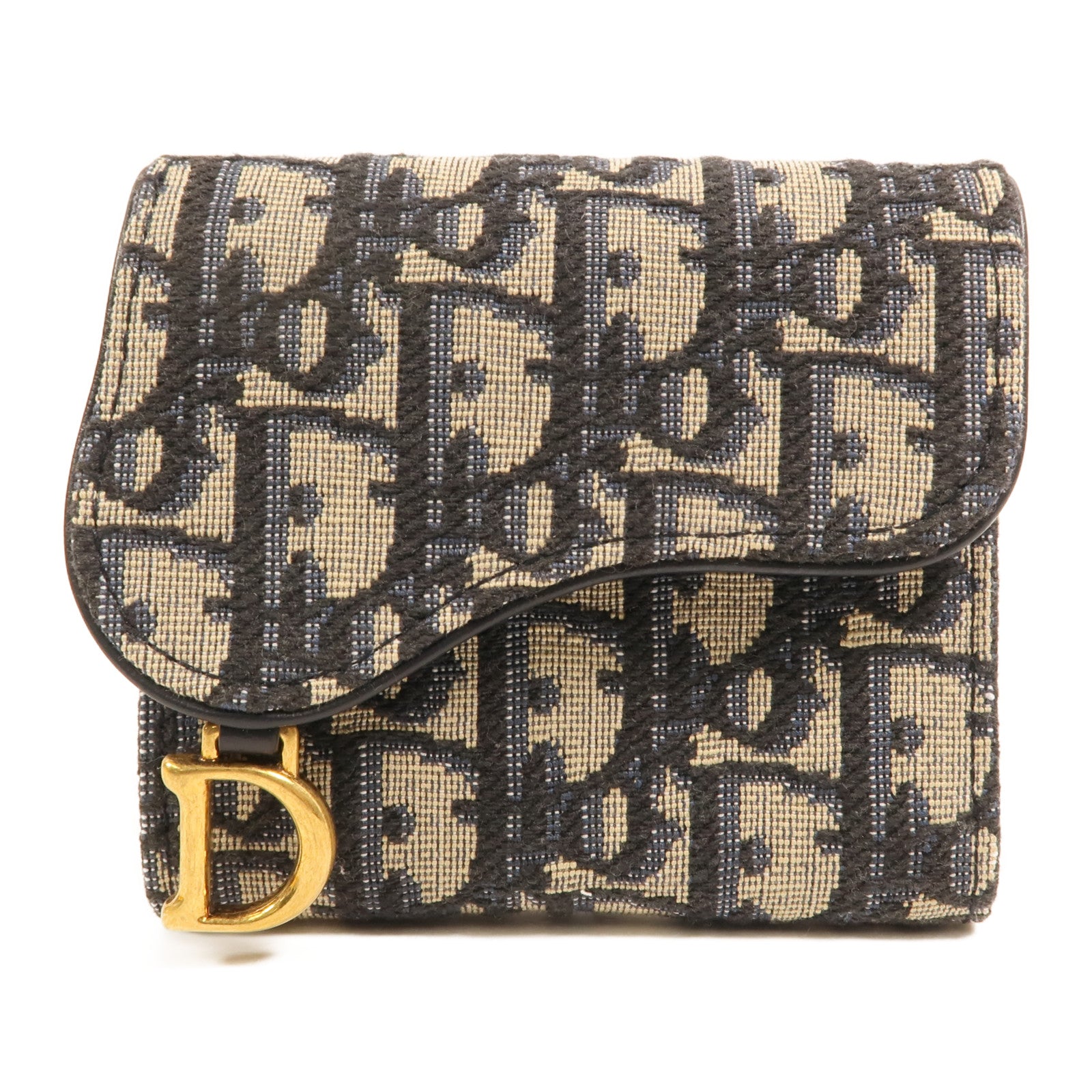 Dior 帆布/牛皮皮革Saddle Lotus Wallet金扣錢包