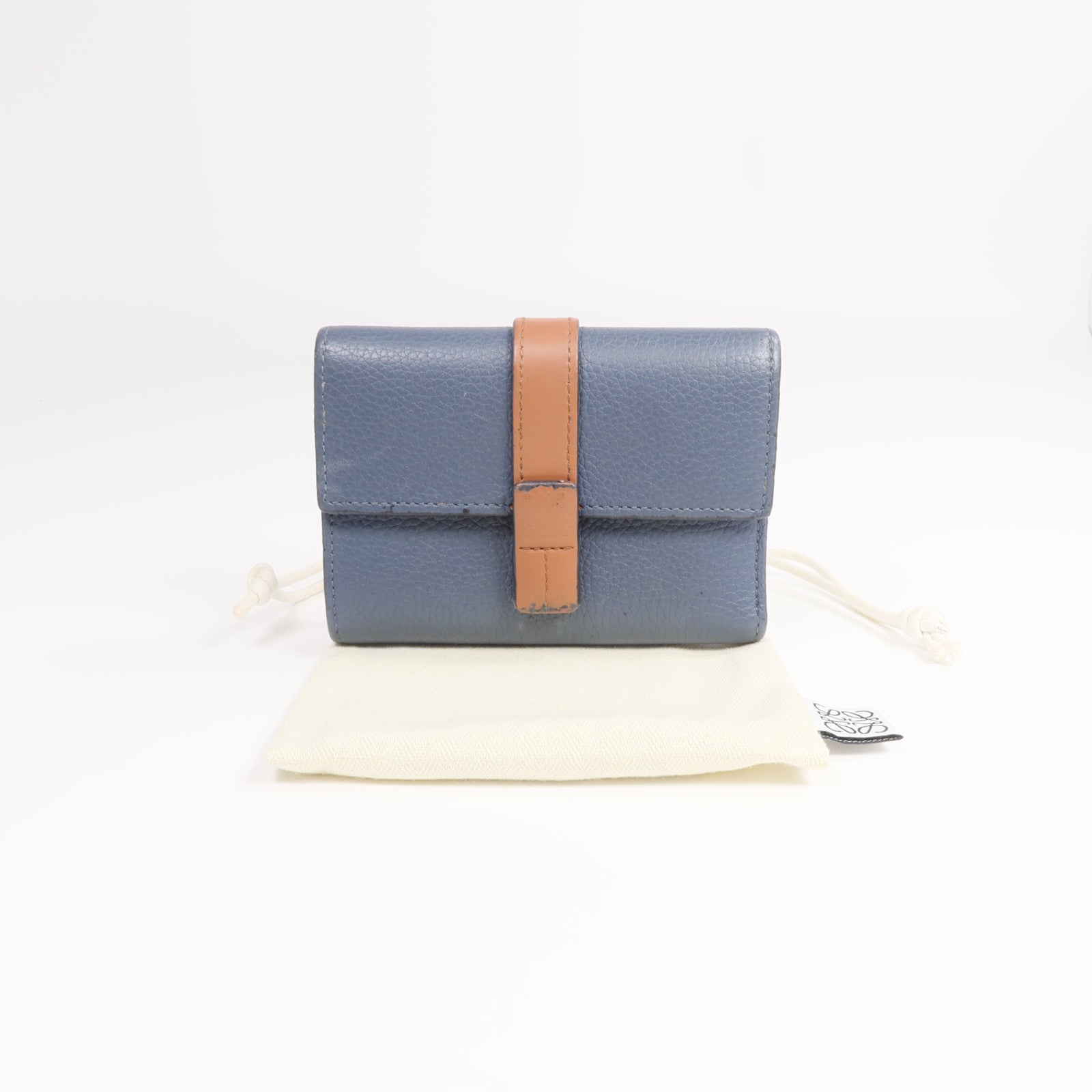 LOEWE 牛皮皮革Wallet銀扣錢包