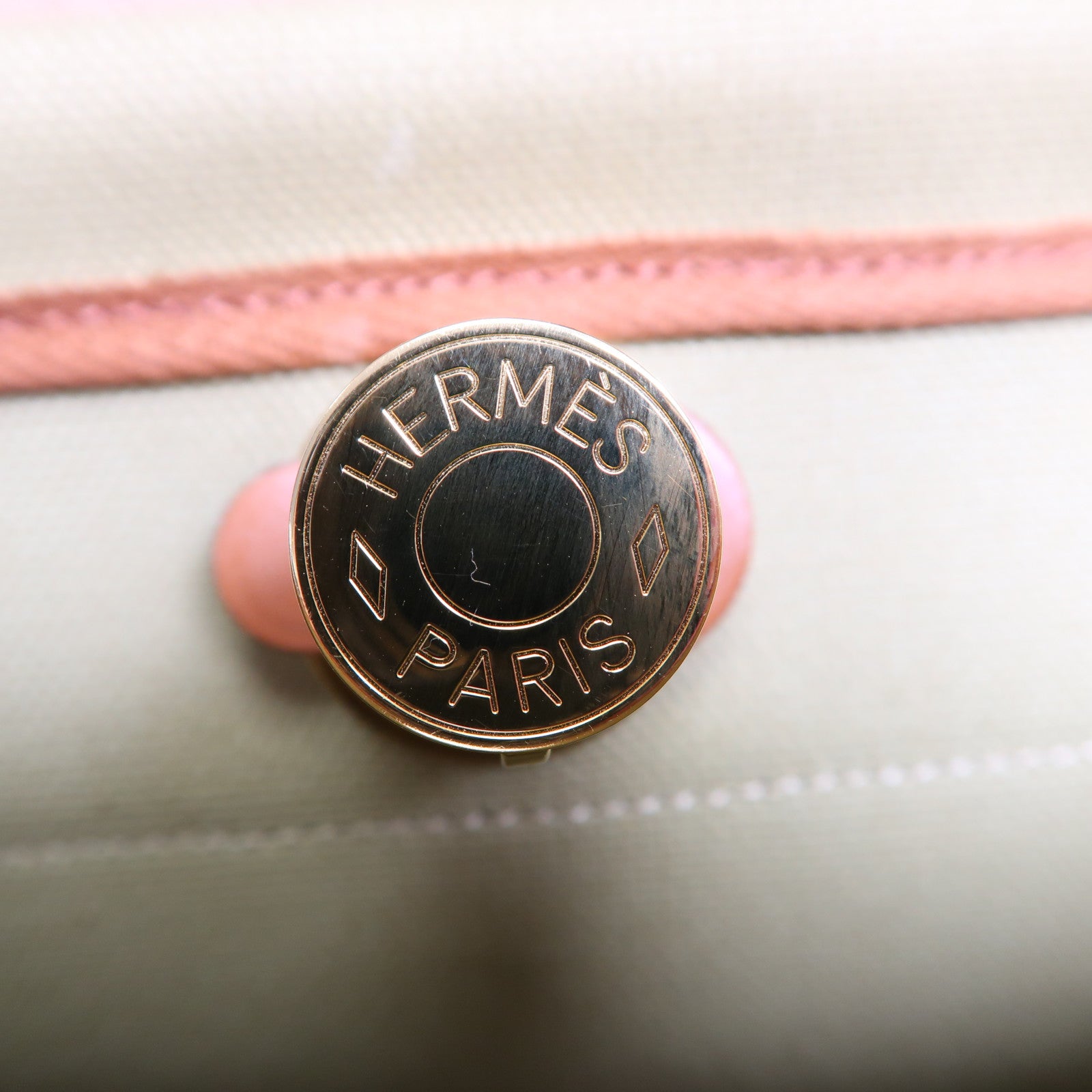 HERMES 帆布Herbag PM金扣手挽肩背兩用袋Poussiere