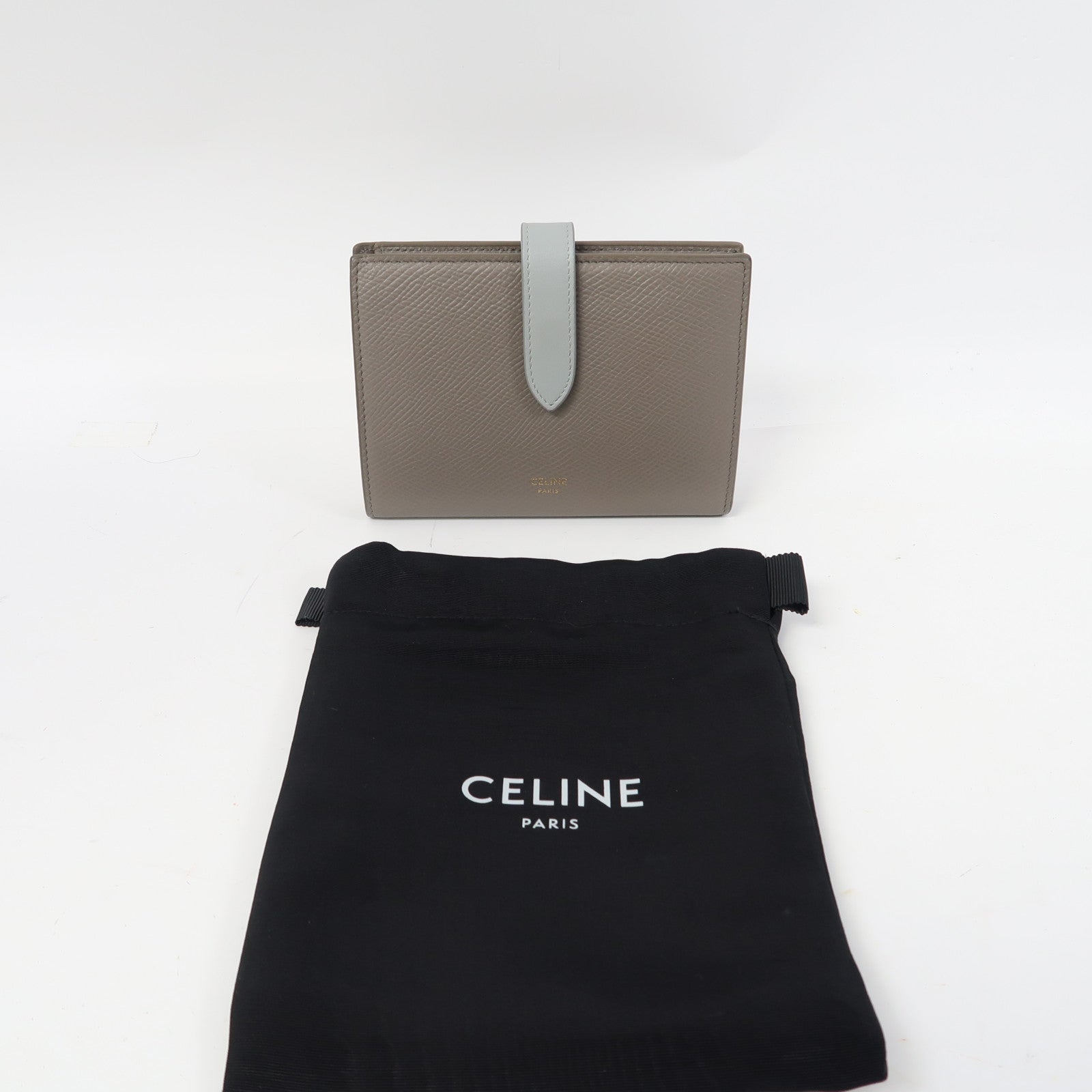 CELINE 【激減優惠】牛皮皮革Wallet金扣錢包灰色