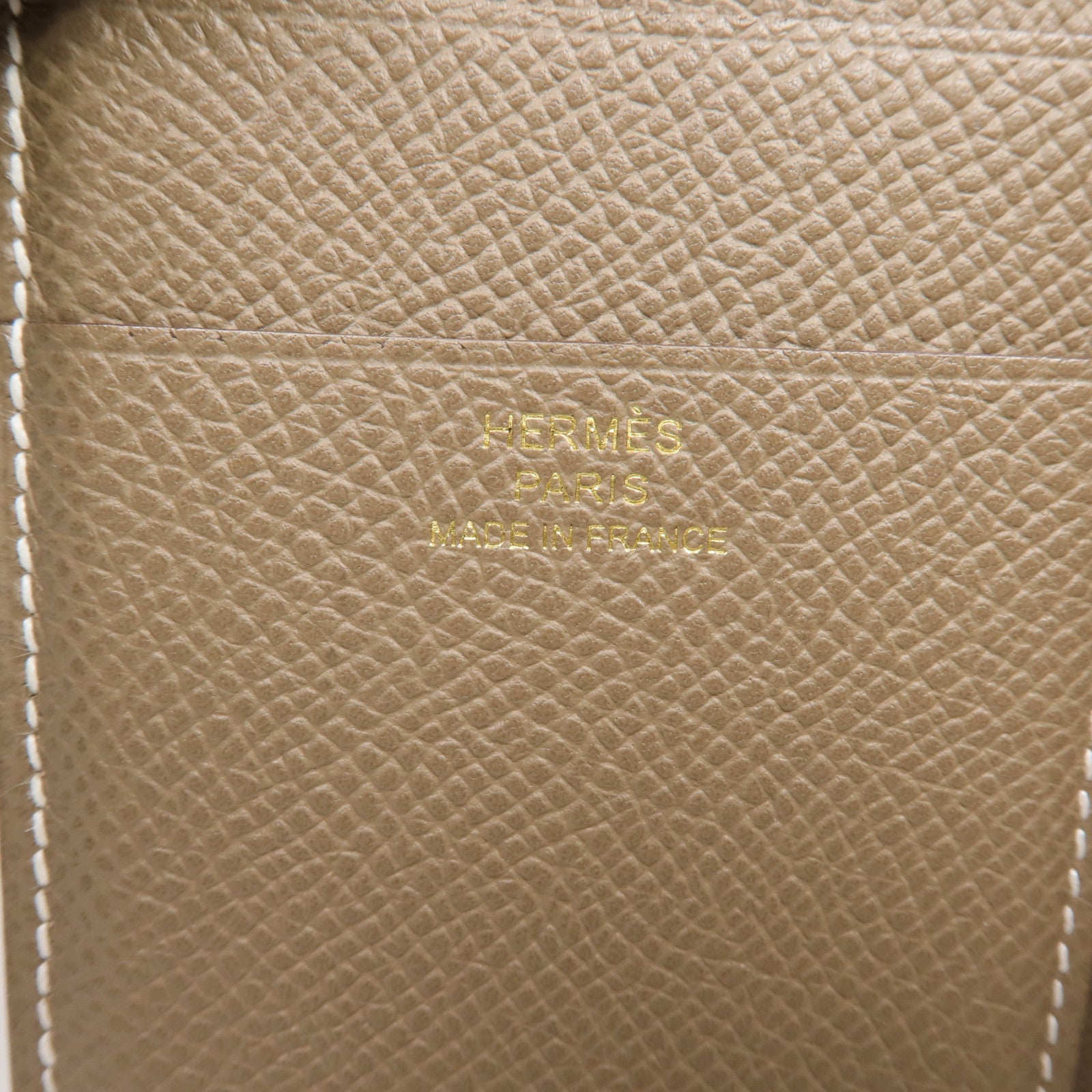 HERMES Epsom皮革Bearn Compact Wallet金扣錢包Etoupe