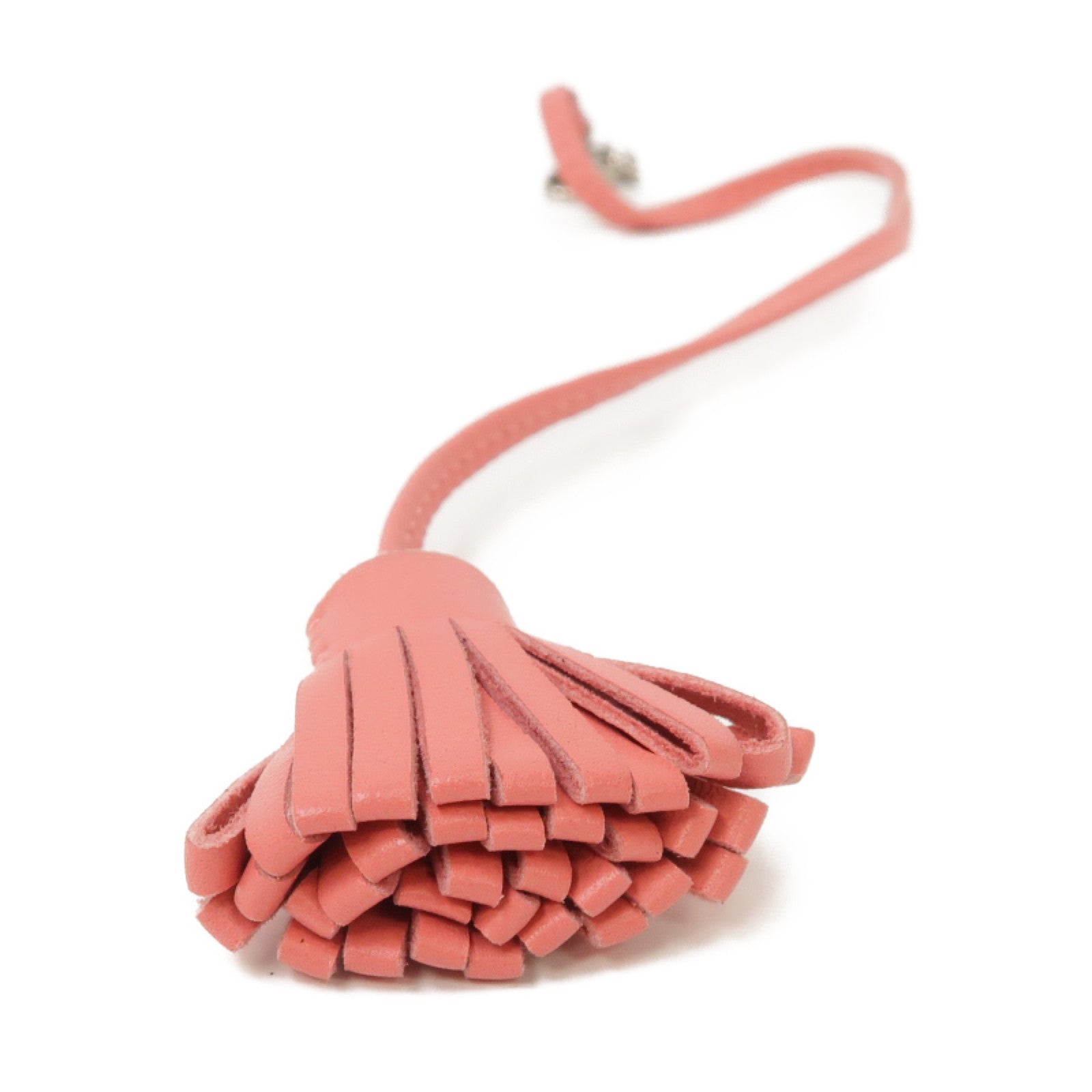 HERMES 牛皮皮革Charm銀扣掛飾粉紅色