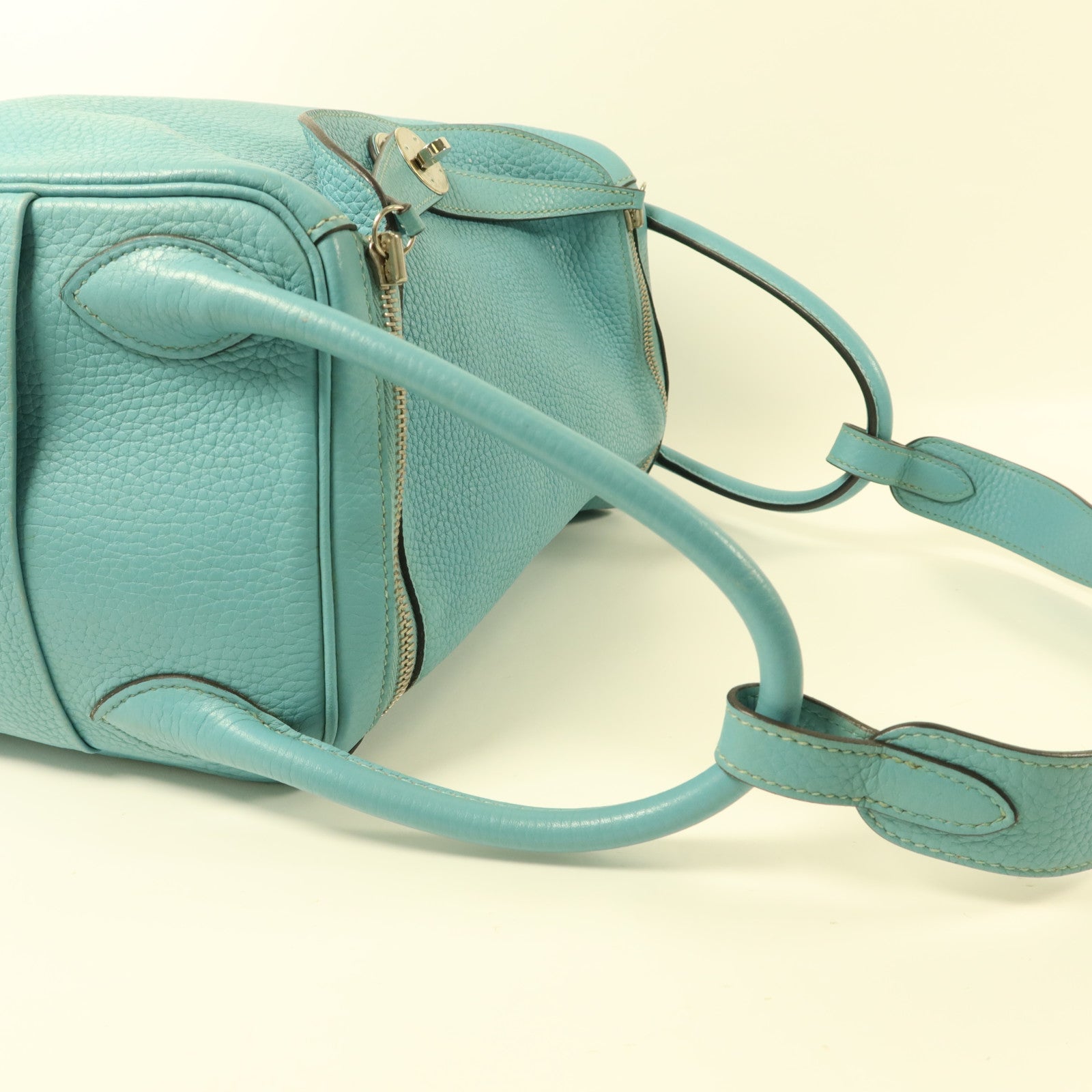 HERMES Clemence皮革Lindy 30手挽肩背兩用袋Bleu Atoll