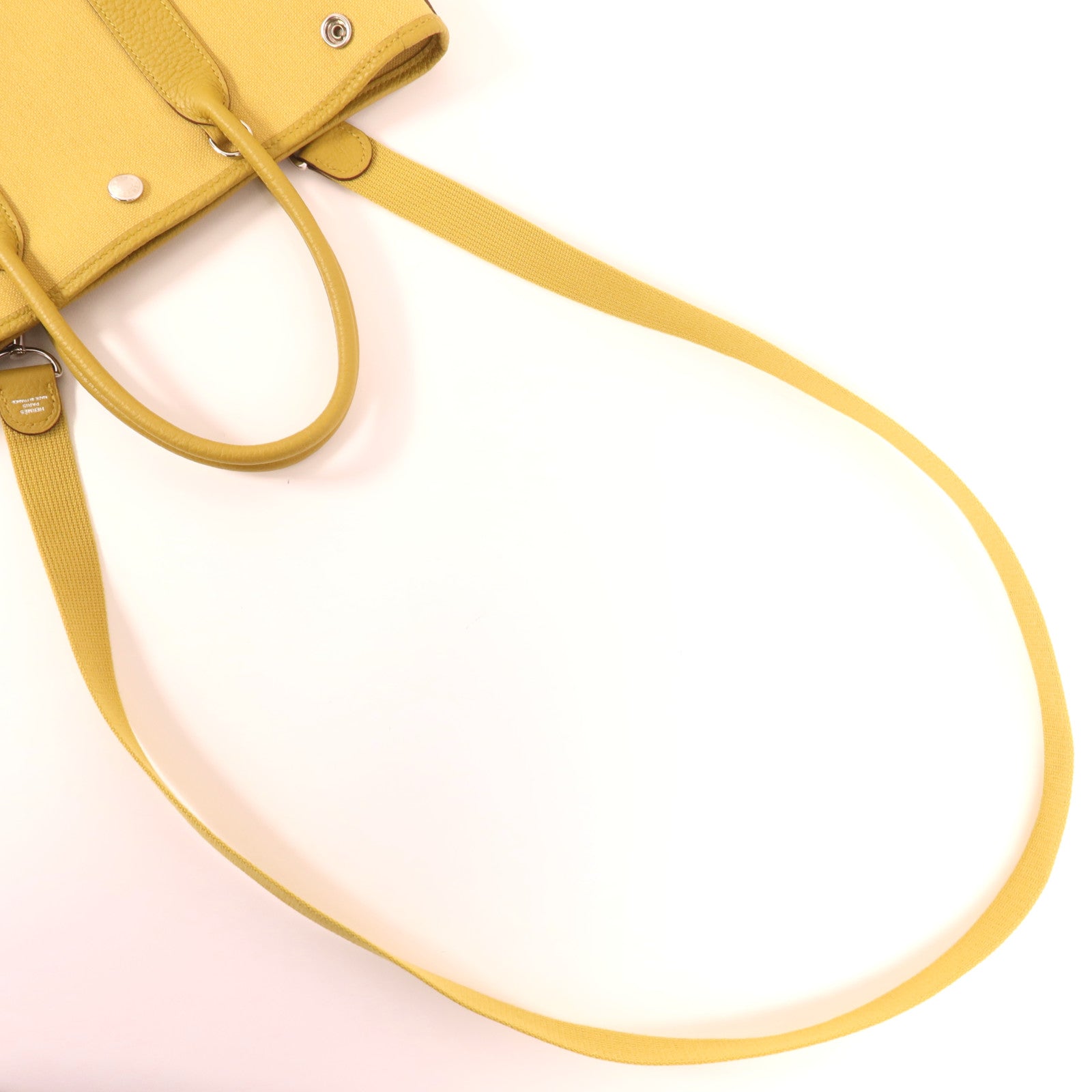 HERMES 帆布Garden File PM銀扣手挽肩背兩用袋