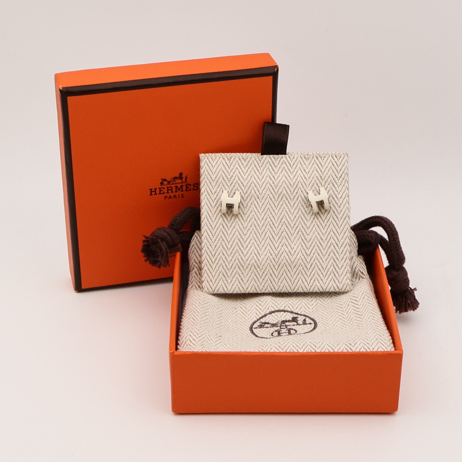 HERMES 金屬/琺瑯Mini Pop H Earring耳環