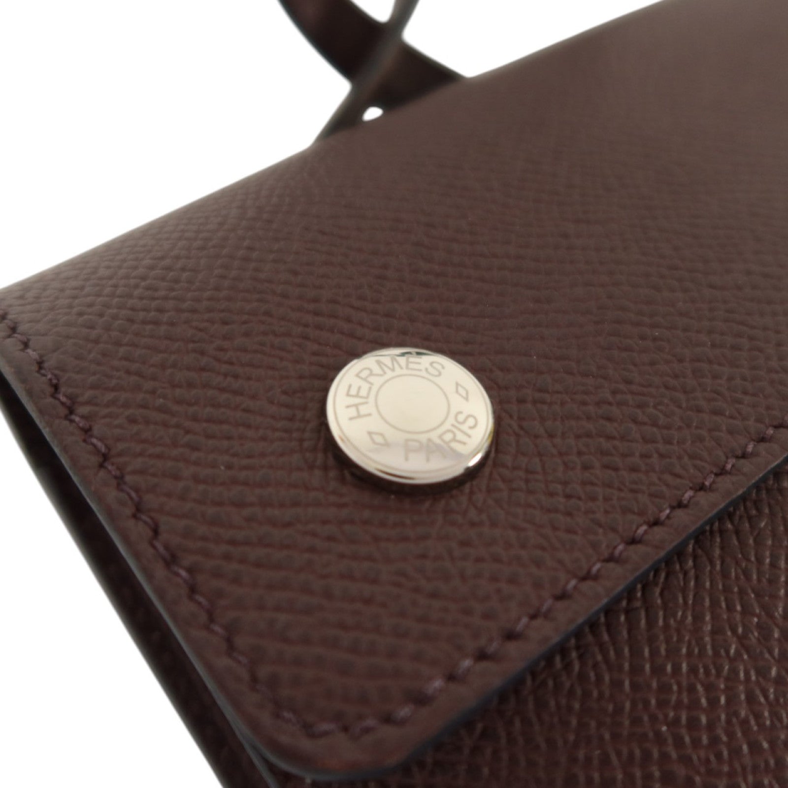 HERMES Epsom Hermesnap Wallet銀扣肩背袋Rouge Sellier