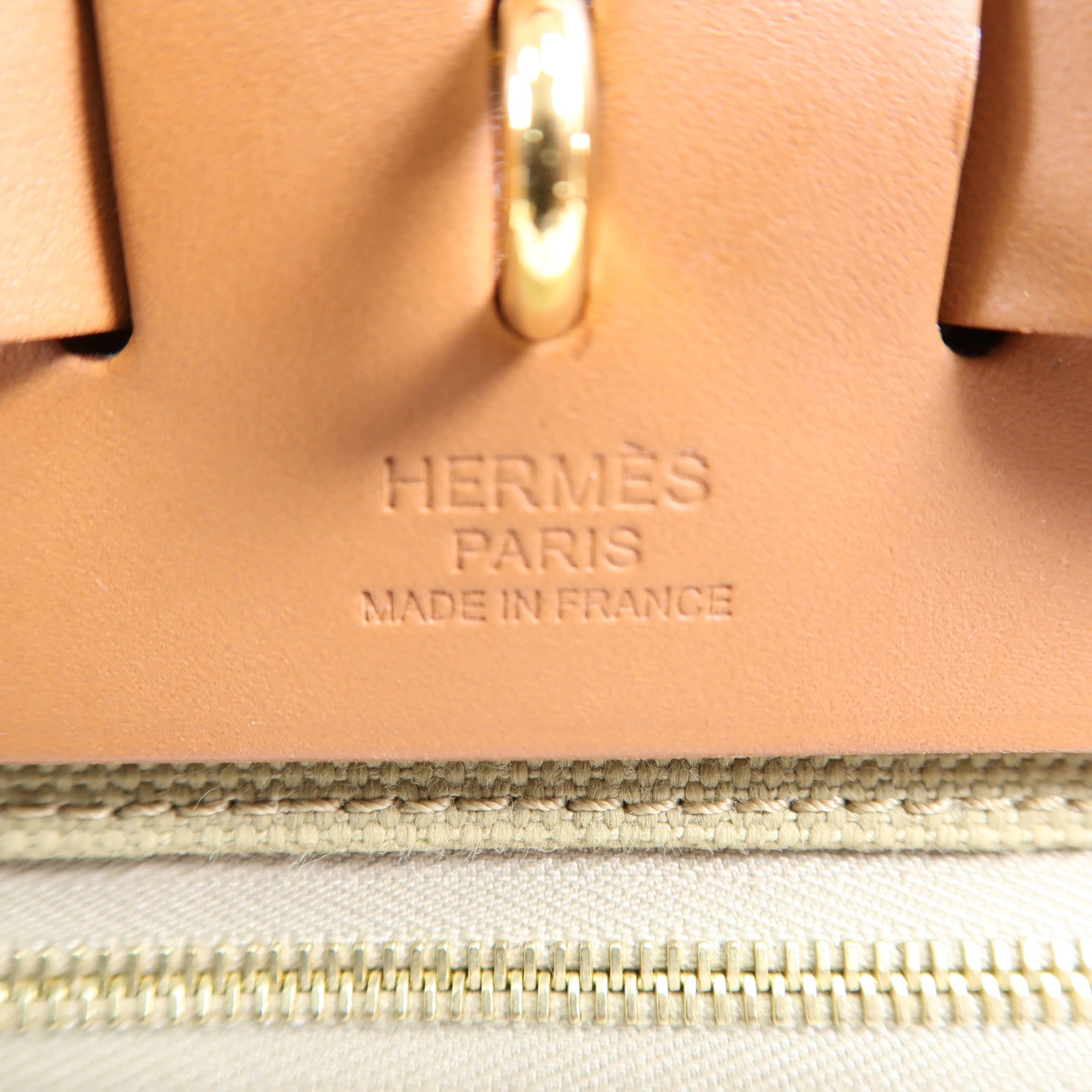 HERMES 帆布Herbag PM金扣手挽肩背兩用袋Poussiere
