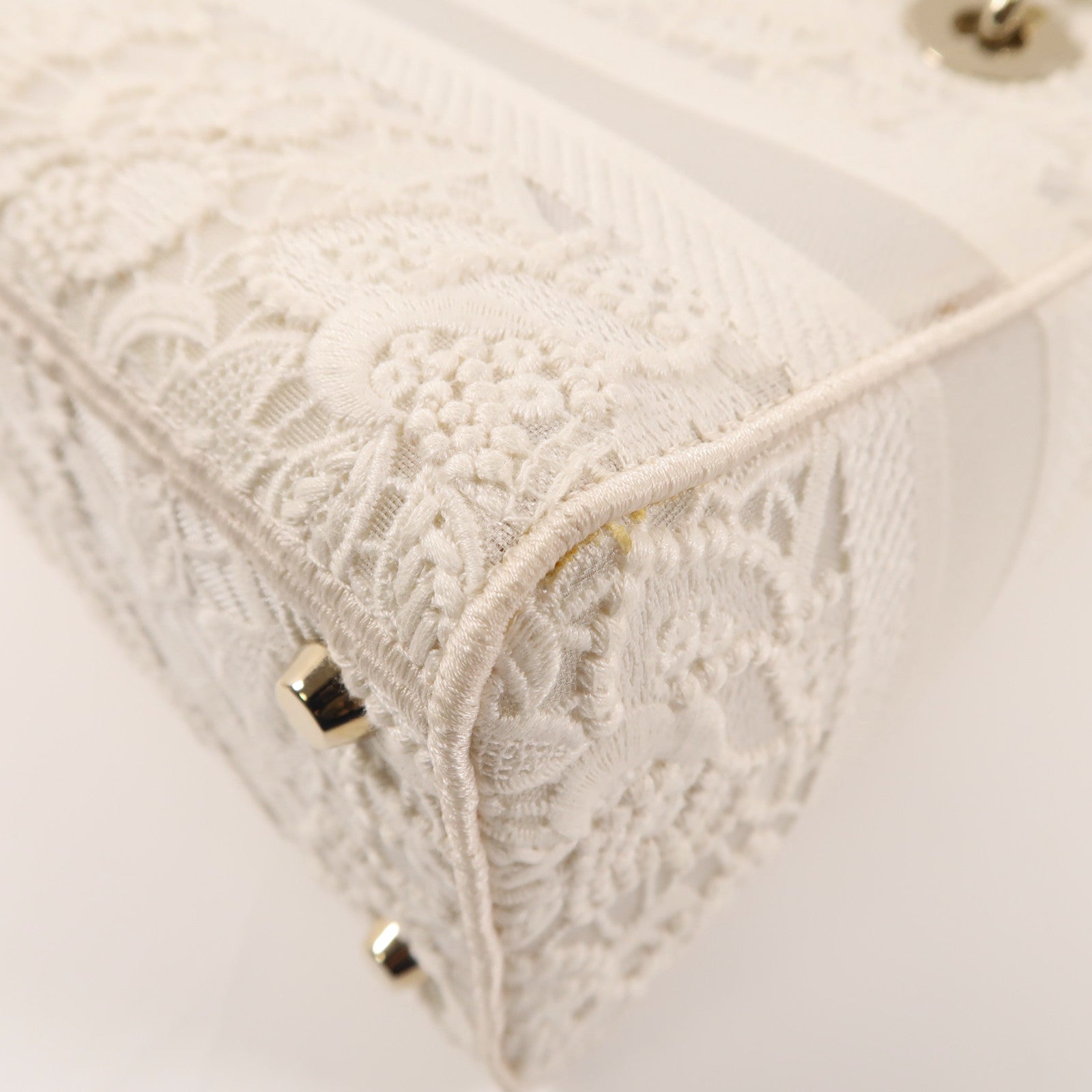 Dior 布料Lady Dior Shoulde手挽肩背兩用袋白色