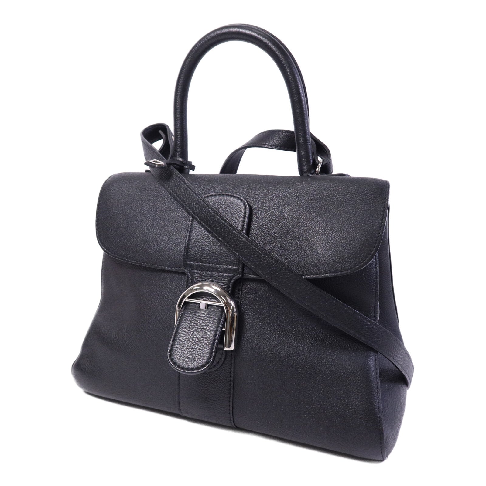 Delvaux 牛皮皮革Brillant MM銀扣手挽肩背兩用袋