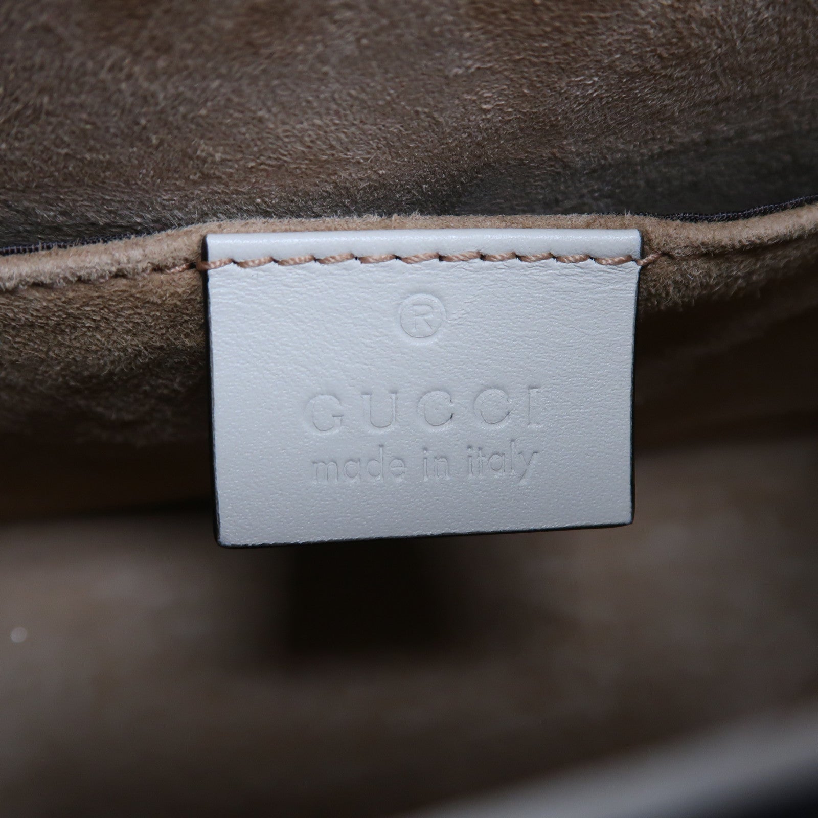 GUCCI 牛皮皮革Sylvie金扣手挽肩背兩用袋米色