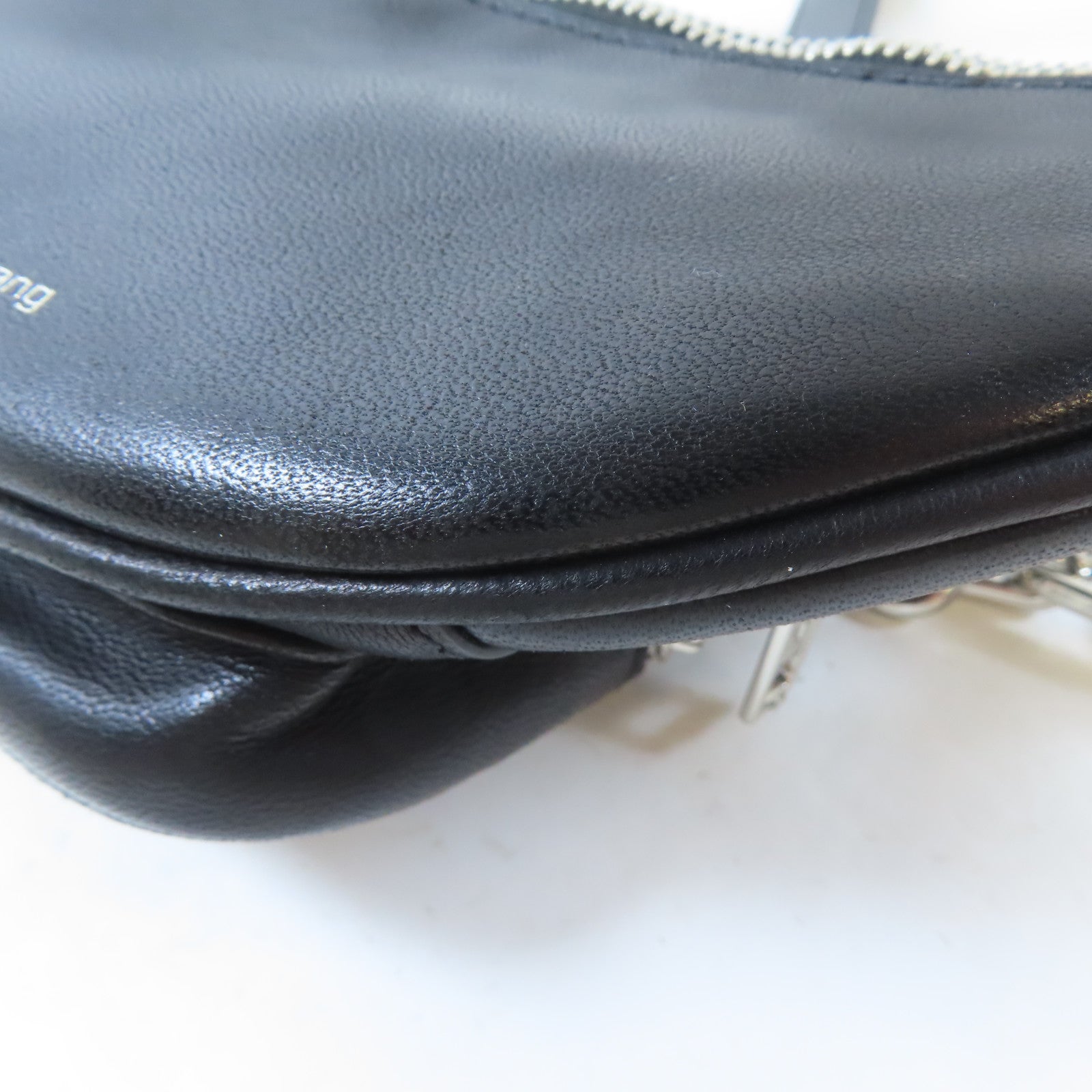alexanderwang 羊皮皮革Waist Bag銀扣腰包黑色