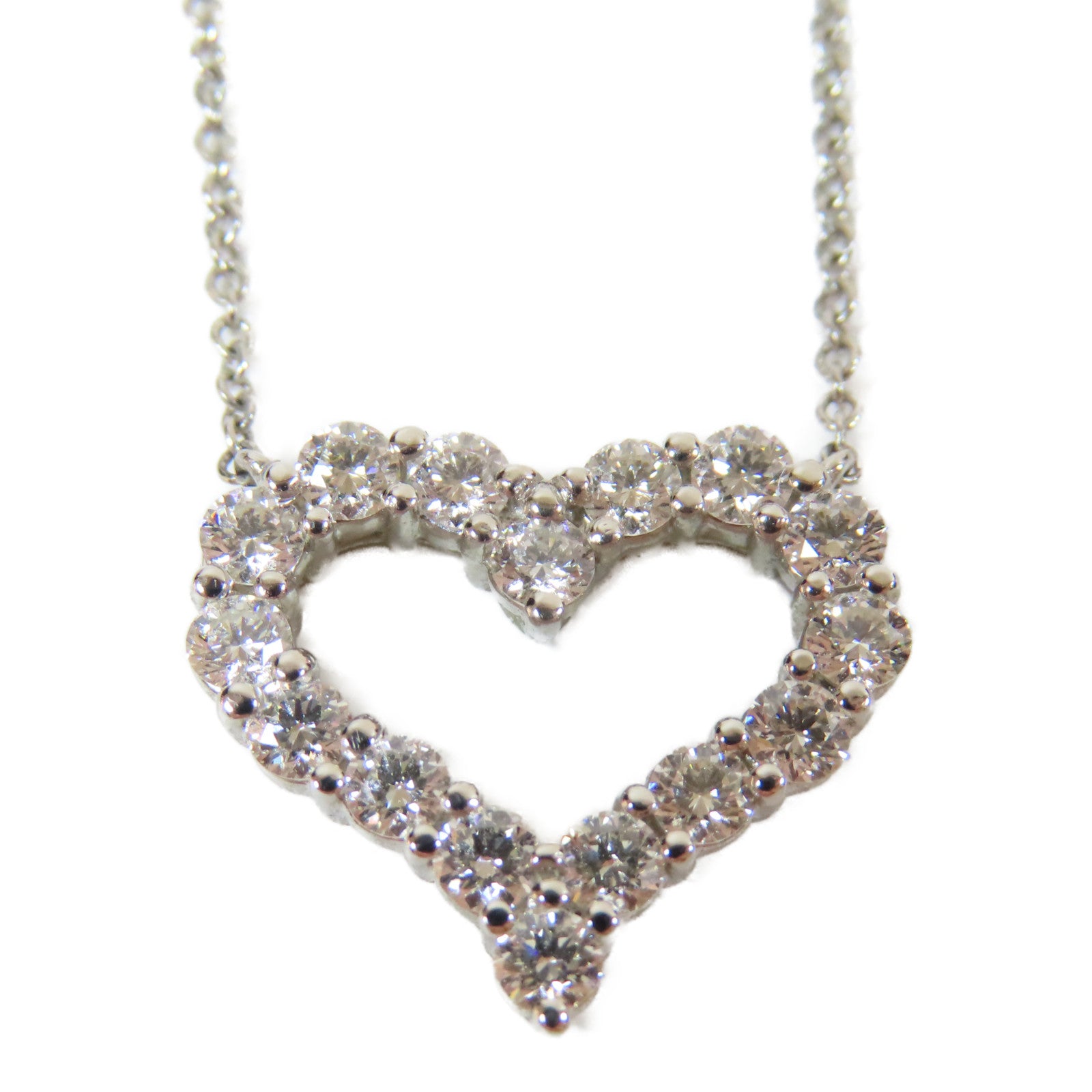 TIFFANY＆CO PT950鉑金Diamond Heart Pandent鑽石項鍊銀色/透明