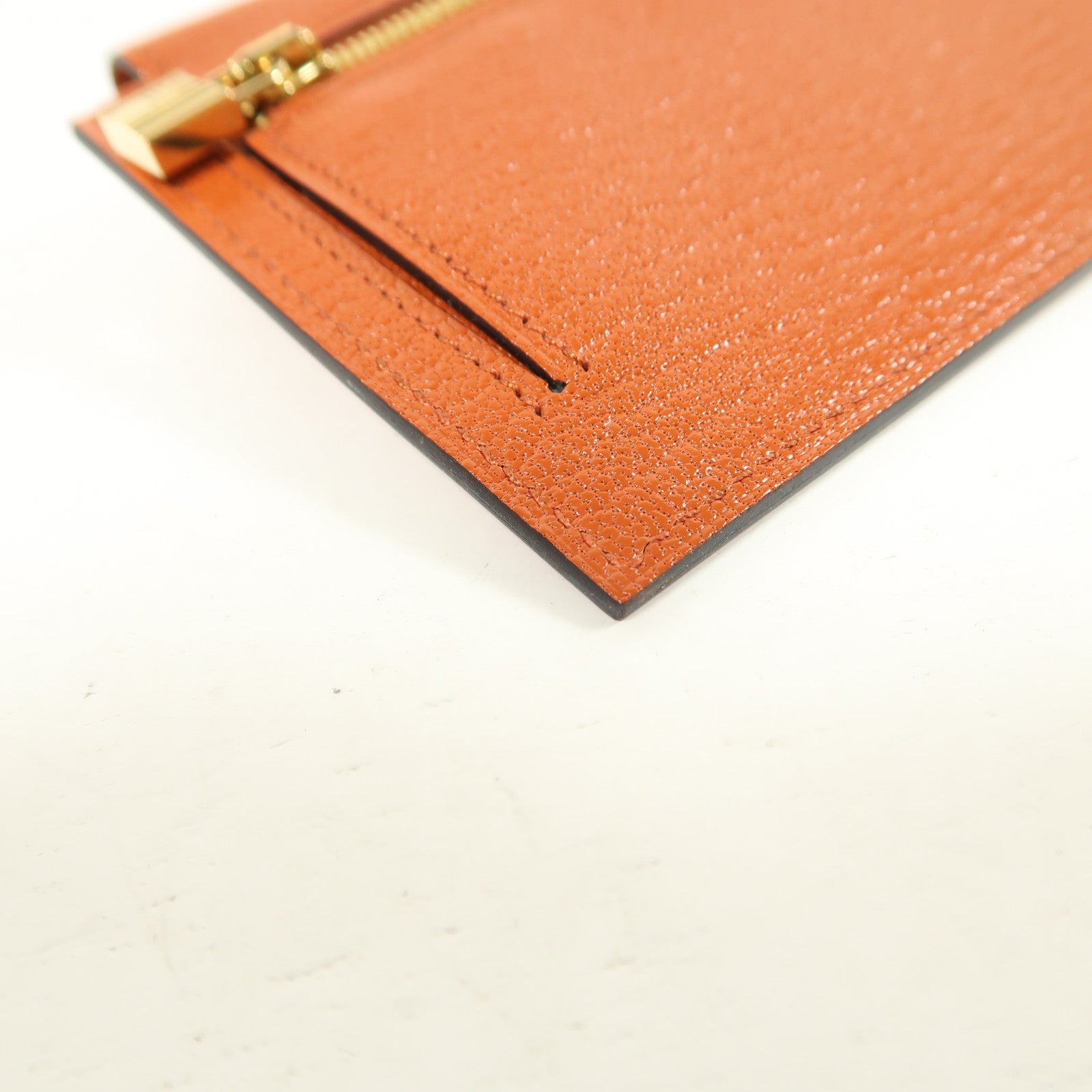 HERMES 【激減優惠】Chevre皮革Kelly Pocket Wallet金扣錢包Cuivre