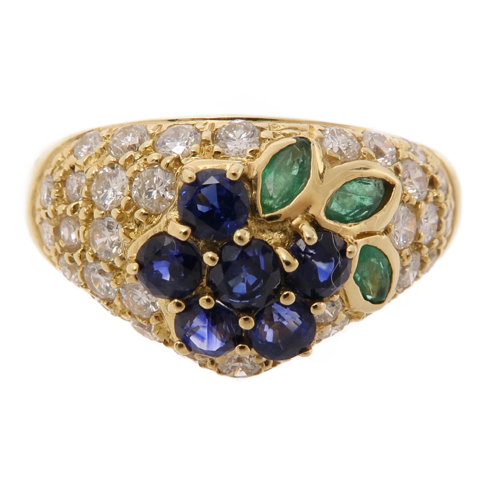 JEWELRY 【激減優惠】18K黃金Sapphire/Emerald/Diamond Ring藍寶石/綠寶石/鑽石戒指US#7