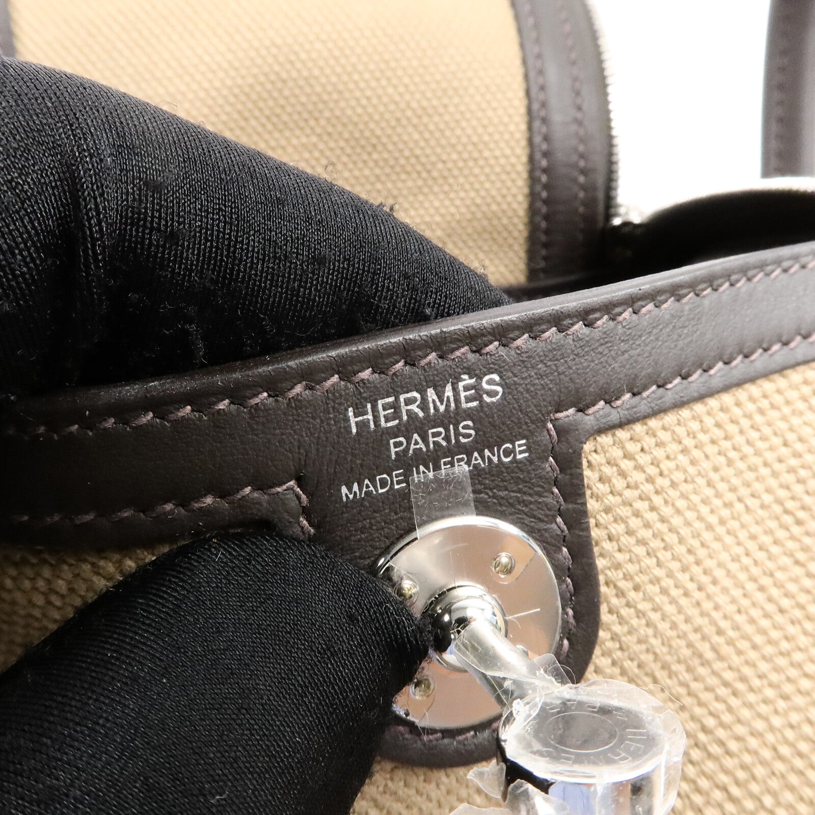 HERMES 帆布/Swift皮革Mini Lindy手挽肩背兩用袋Mousse/Bai Brun