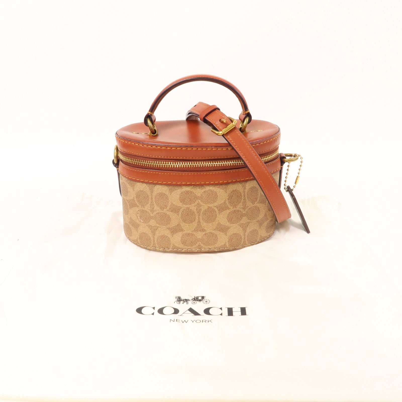 COACH 塗層帆布2way Vanity Bag手挽肩背兩用袋啡色