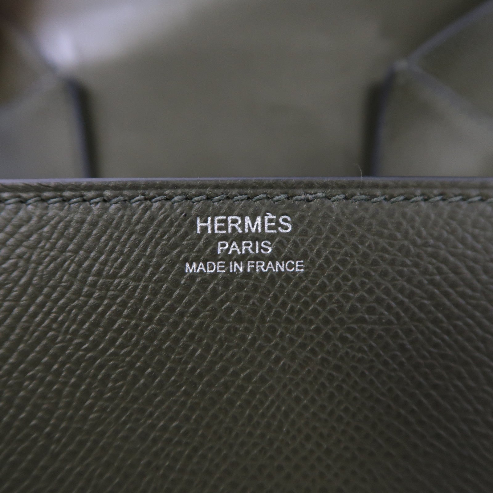 HERMES 【激減優惠】Epsom皮革Della Cavalleria Mini銀扣肩背袋灰綠色