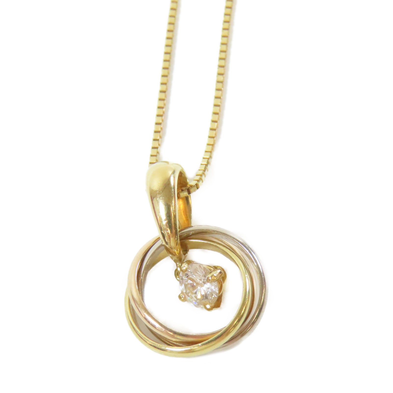 CARTIER 18K黃金/18K白金/18K玫瑰金Trinity Diamond Necklace項鍊#42cm