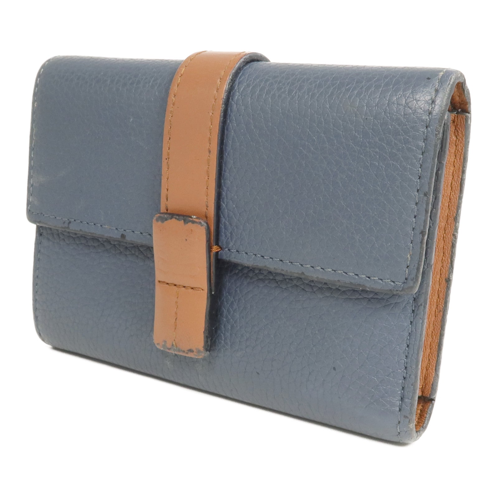 LOEWE 牛皮皮革Wallet銀扣錢包
