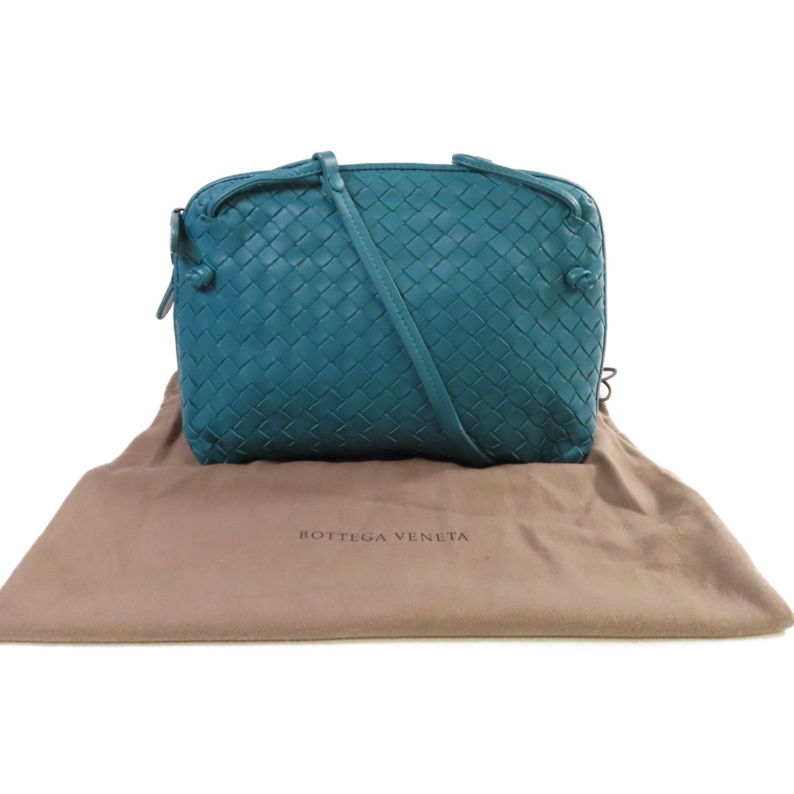 BOTTEGA VENETA 織紋皮革Shoulder Bag肩背袋湖水綠色