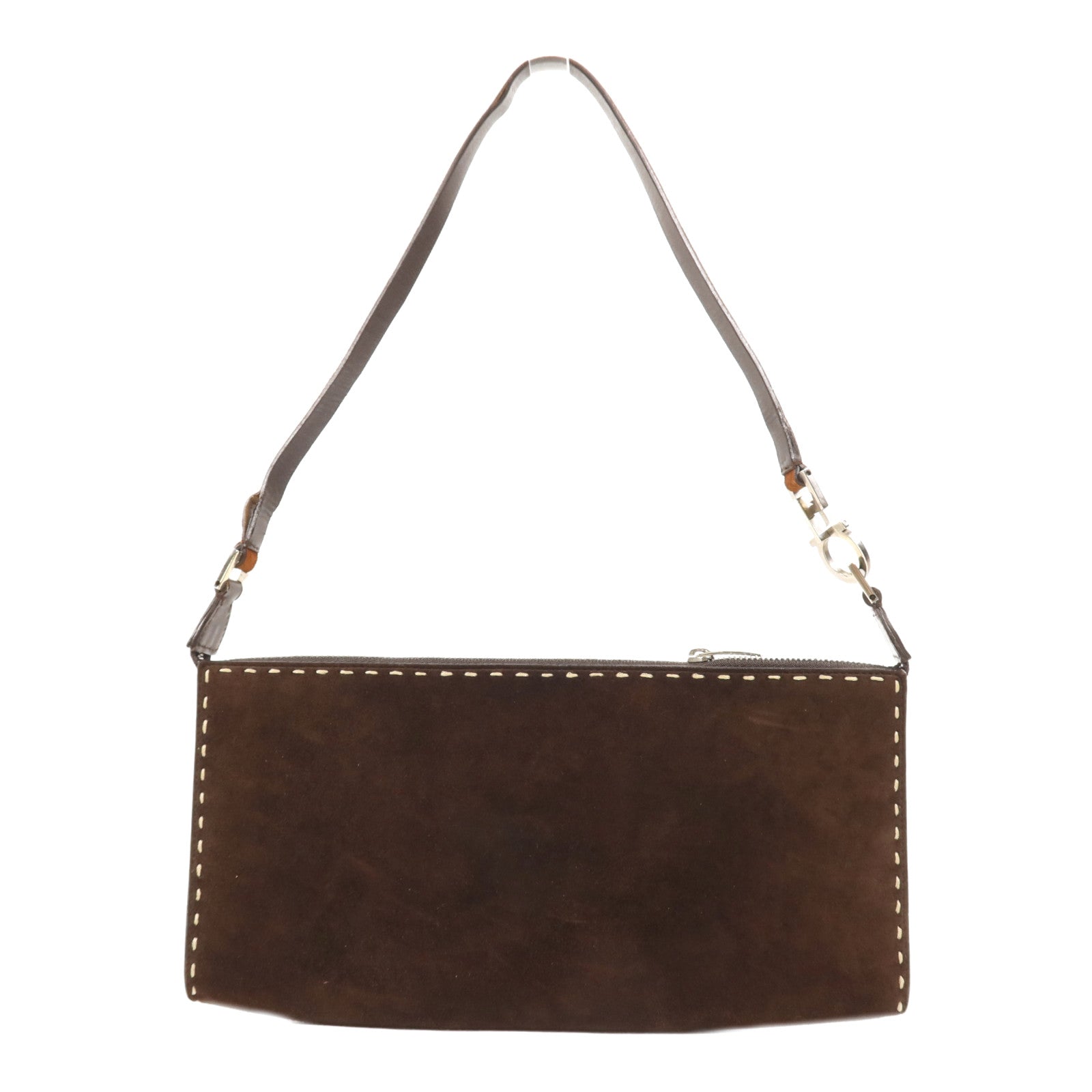 Salvatore Ferragamo 麂皮皮革Clutch Bag銀扣肩背袋