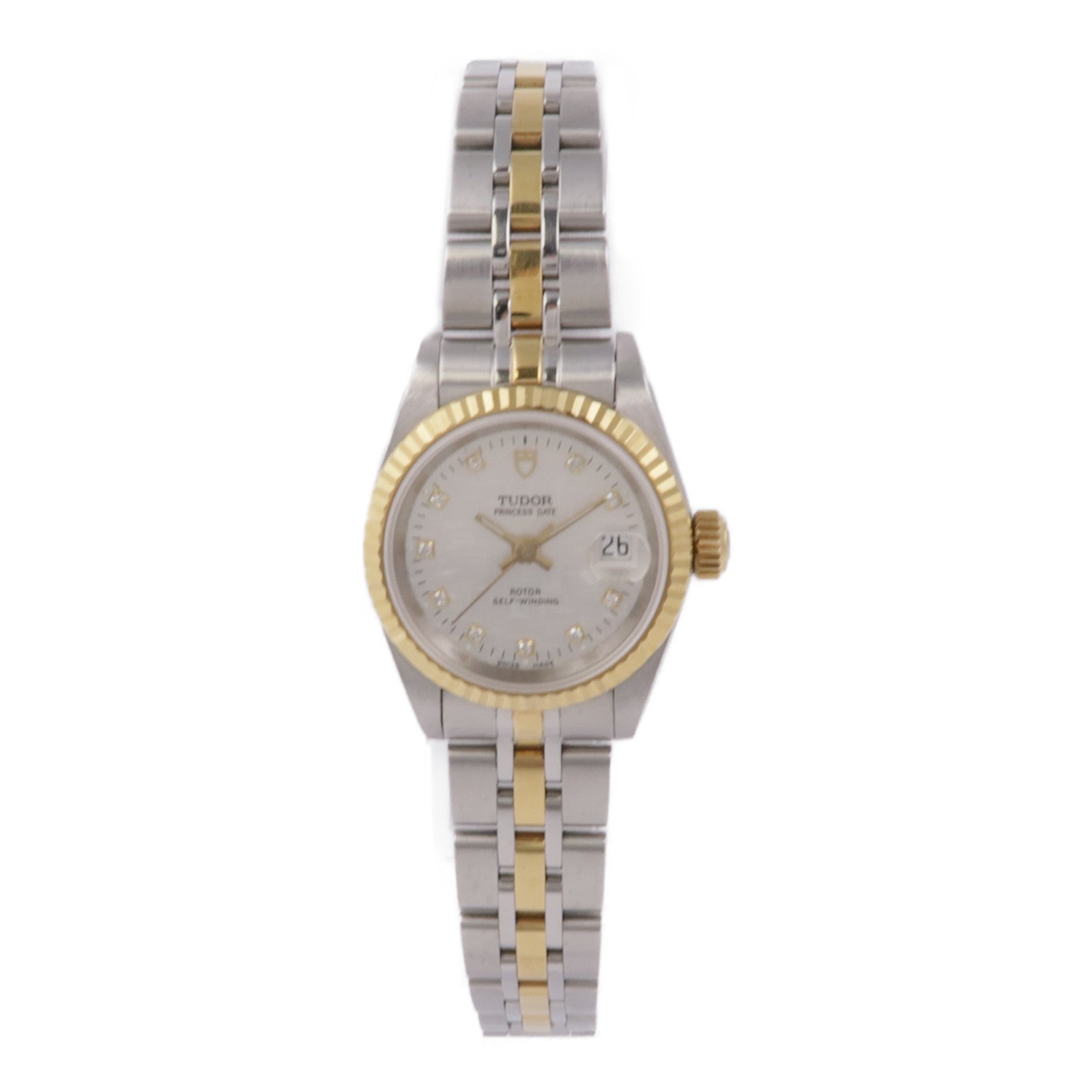 TUDOR Princess Date 18K黃金/不鏽鋼/鑽石手錶自動機芯