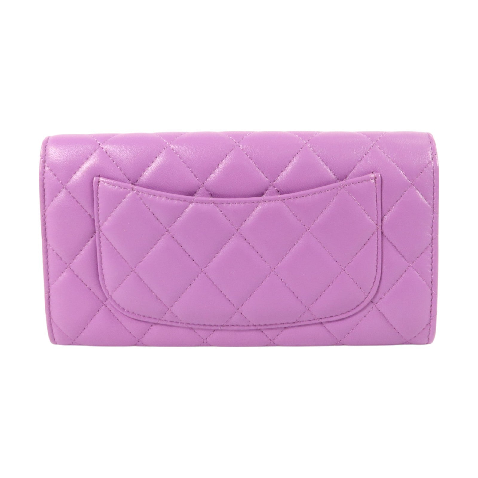 CHANEL 羊皮皮革Long Wallet銀扣長錢包