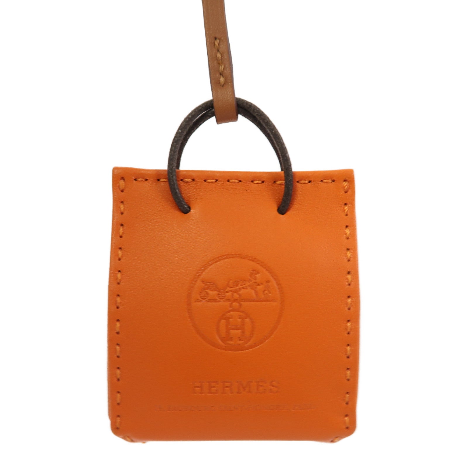 HERMES Swift皮革Charm掛飾橙色