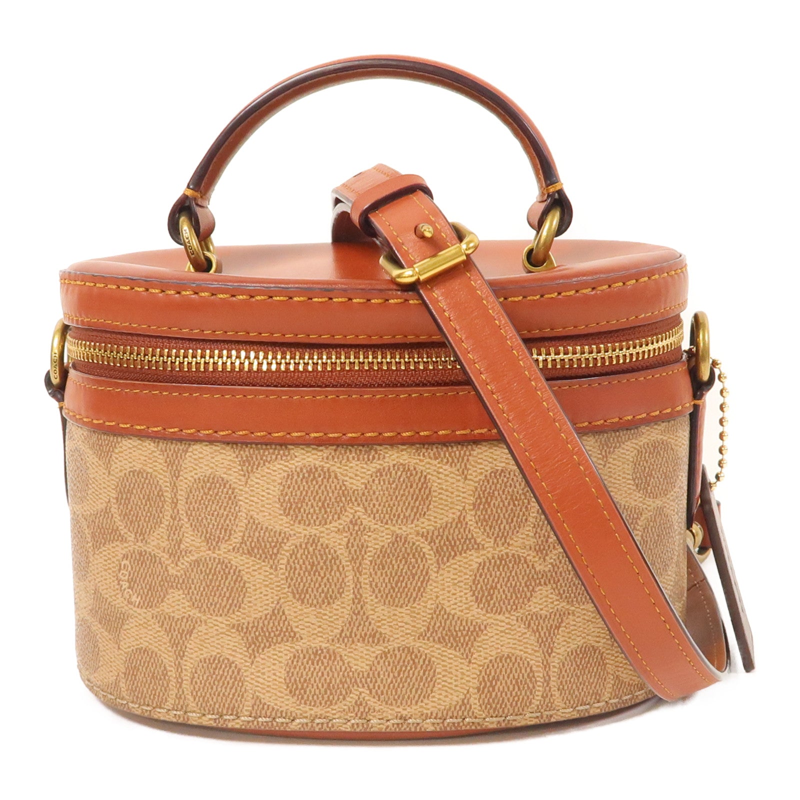 COACH 塗層帆布2way Vanity Bag手挽肩背兩用袋啡色