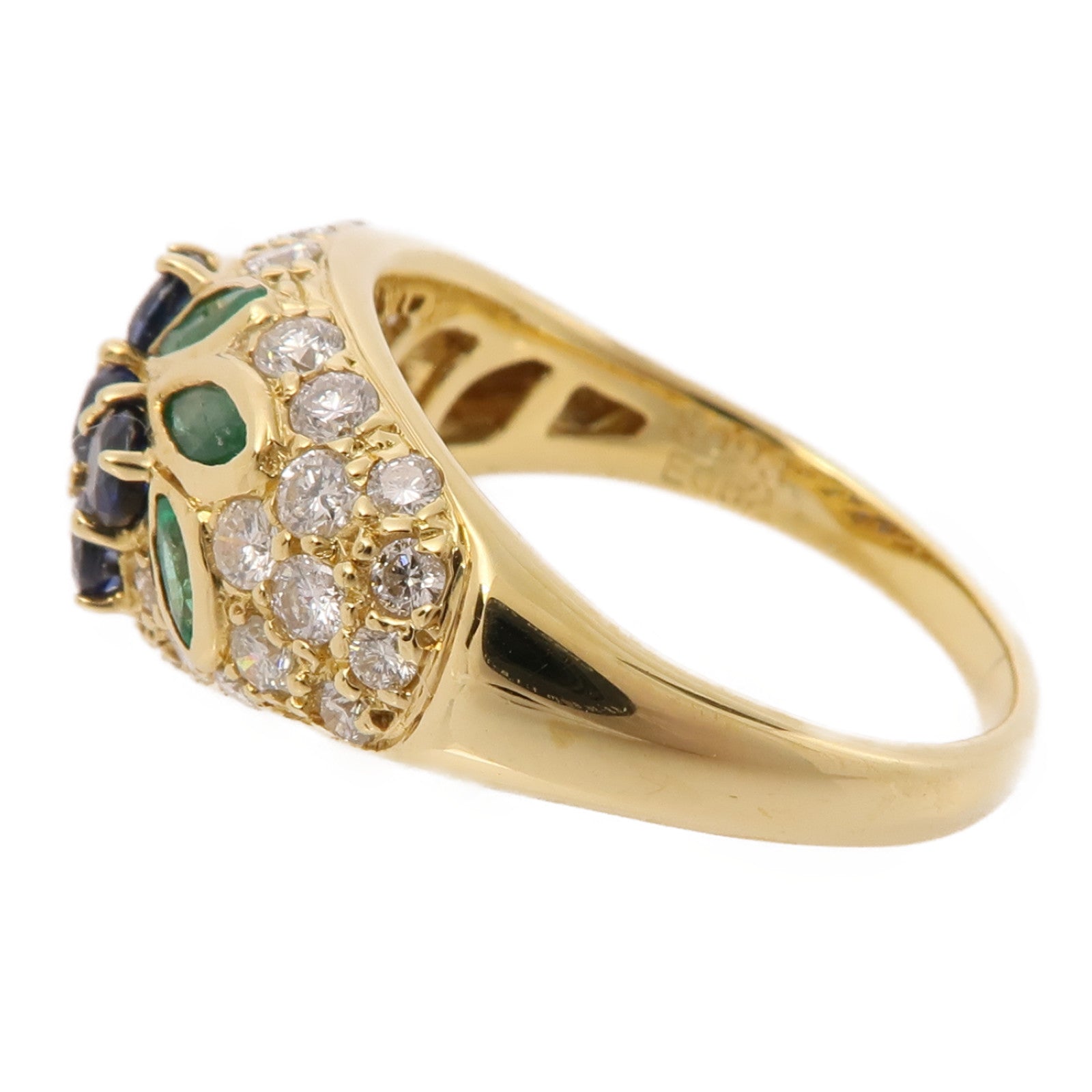 JEWELRY 【激減優惠】18K黃金Sapphire/Emerald/Diamond Ring藍寶石/綠寶石/鑽石戒指US#7