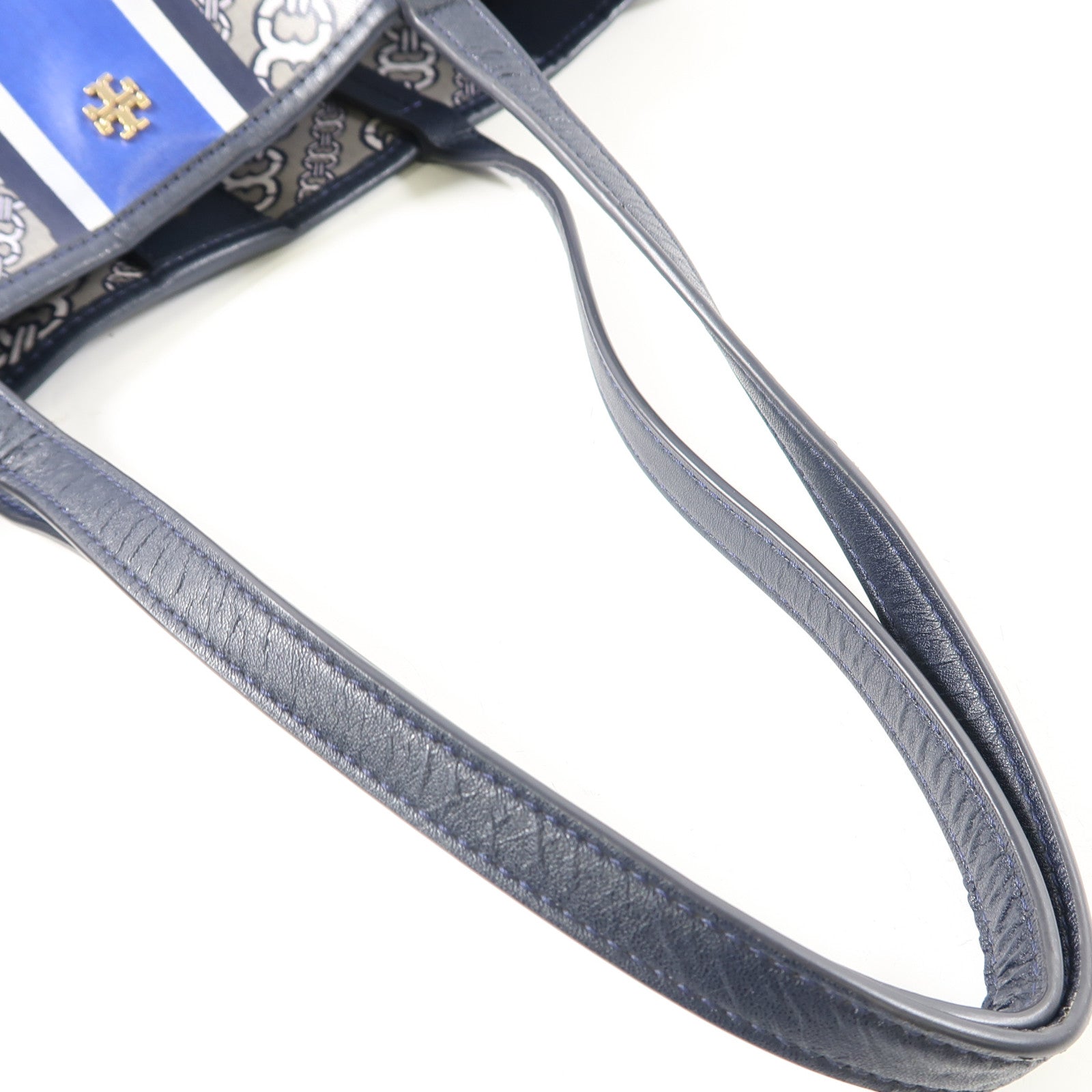 Tory Burch 【激減優惠】塗層帆布/皮革Shoulder Tote金扣肩背袋/手挽袋灰色/藍色