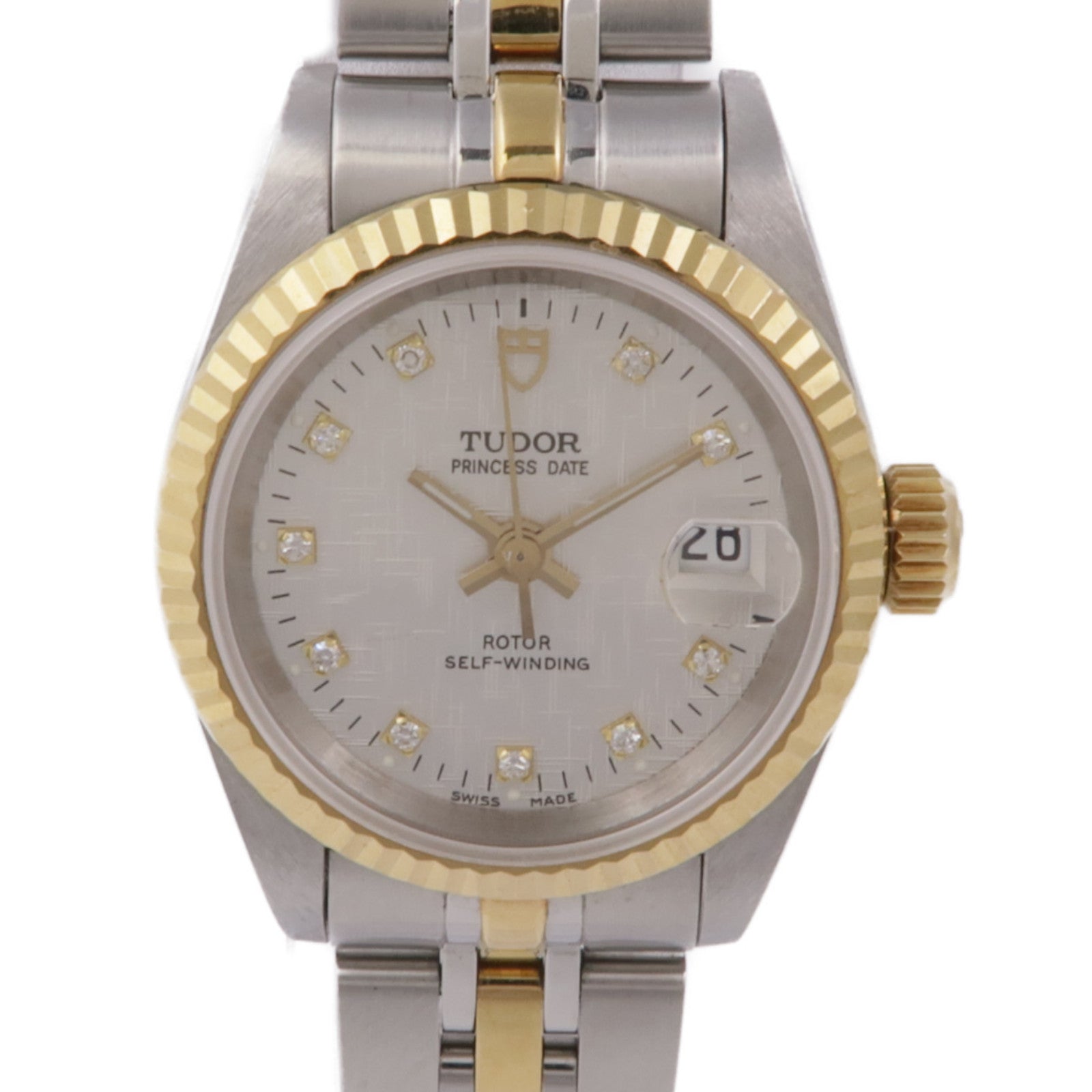 TUDOR Princess Date 18K黃金/不鏽鋼/鑽石手錶自動機芯