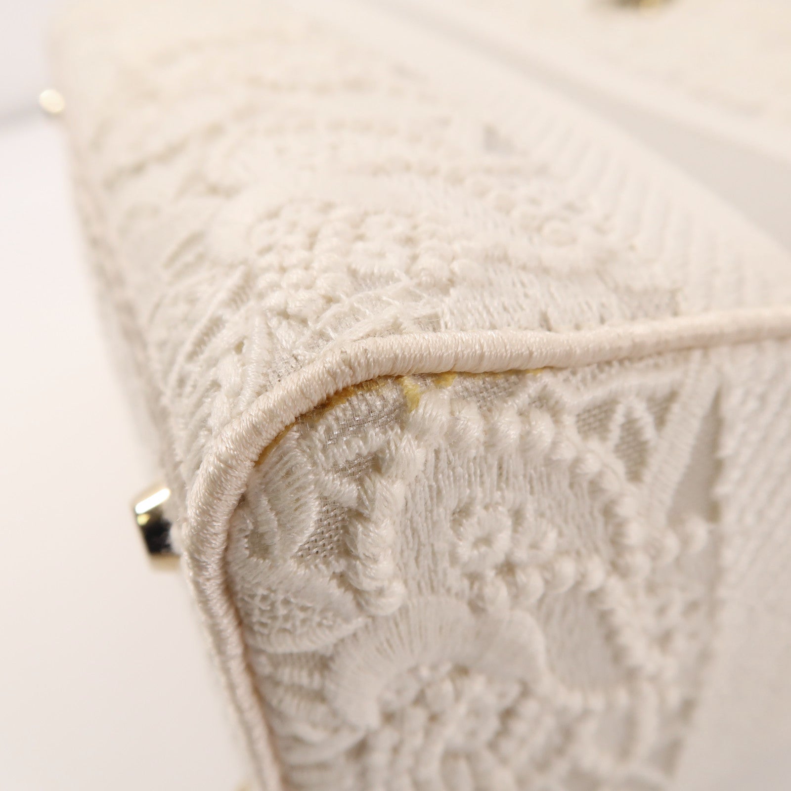 Dior 布料Lady Dior Shoulde手挽肩背兩用袋白色