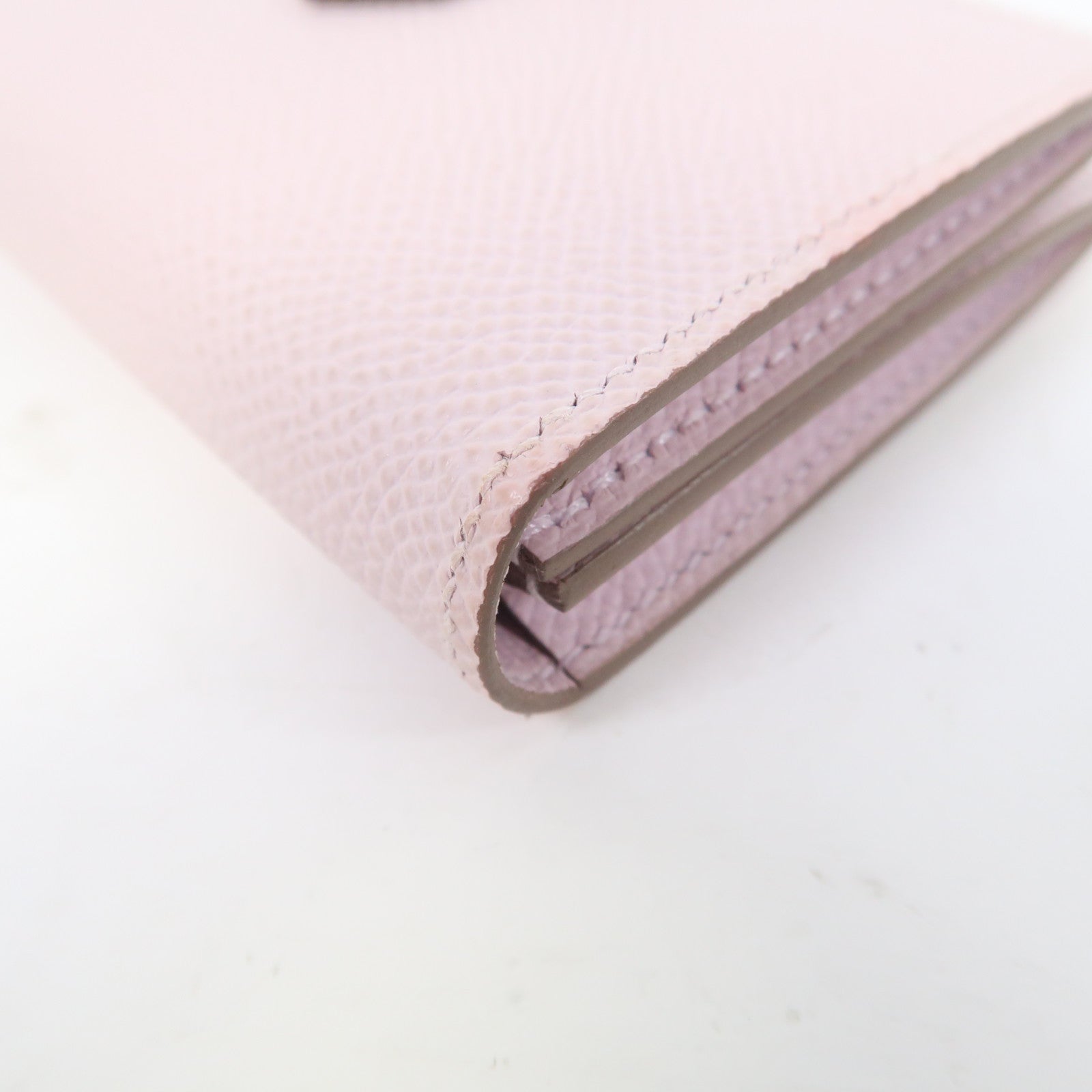 HERMES Epsom皮革Bearn Card Case銀扣卡片套粉紅色