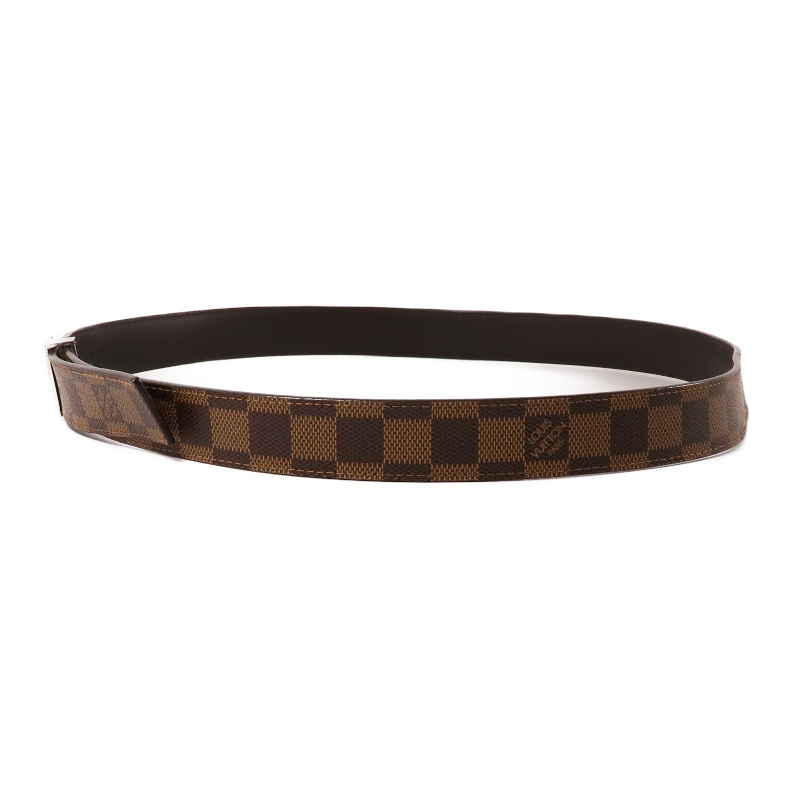 LOUIS VUITTON Damier Belt銀扣腰帶棕色