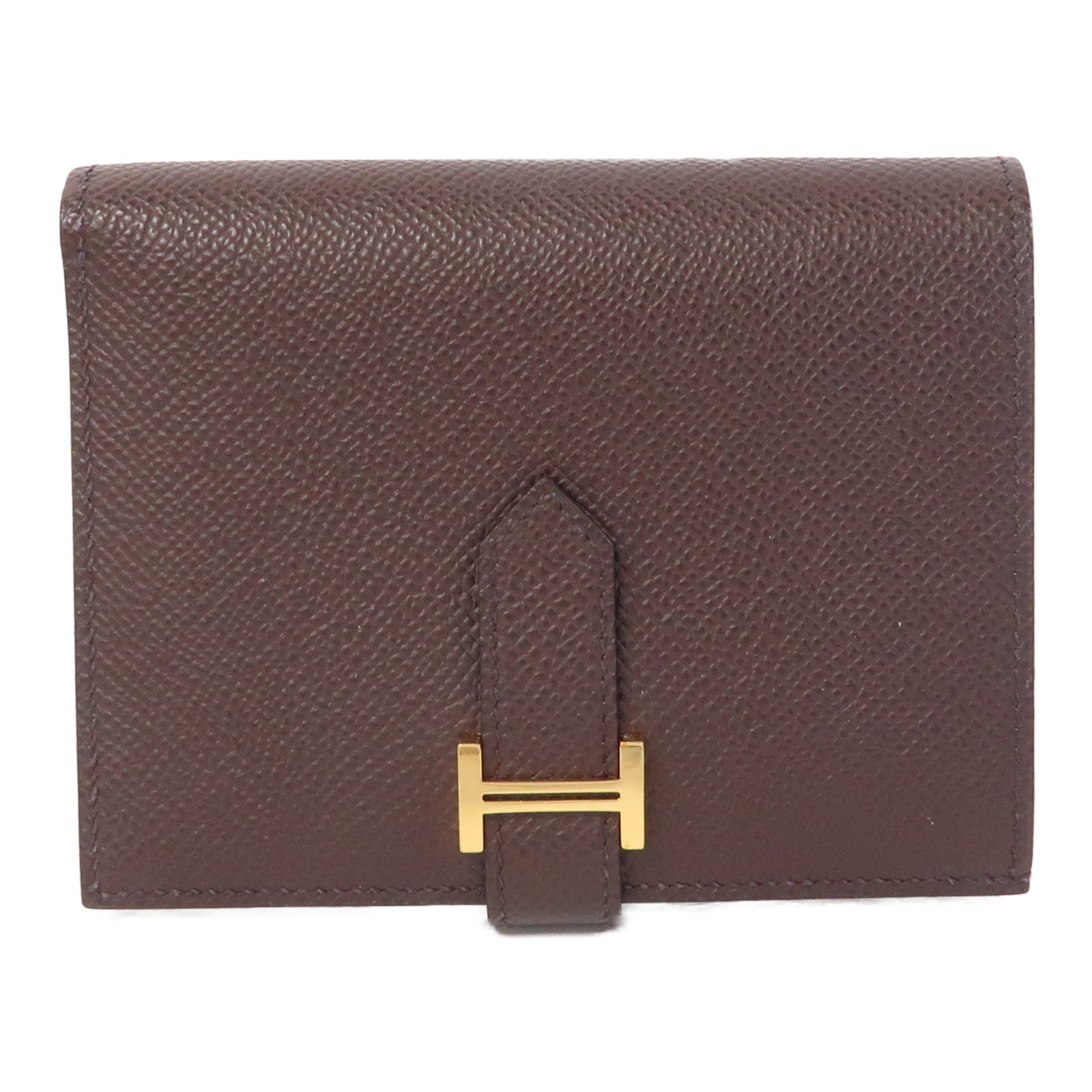 HERMES Epsom皮革Bearn Wallet金扣錢包啡色