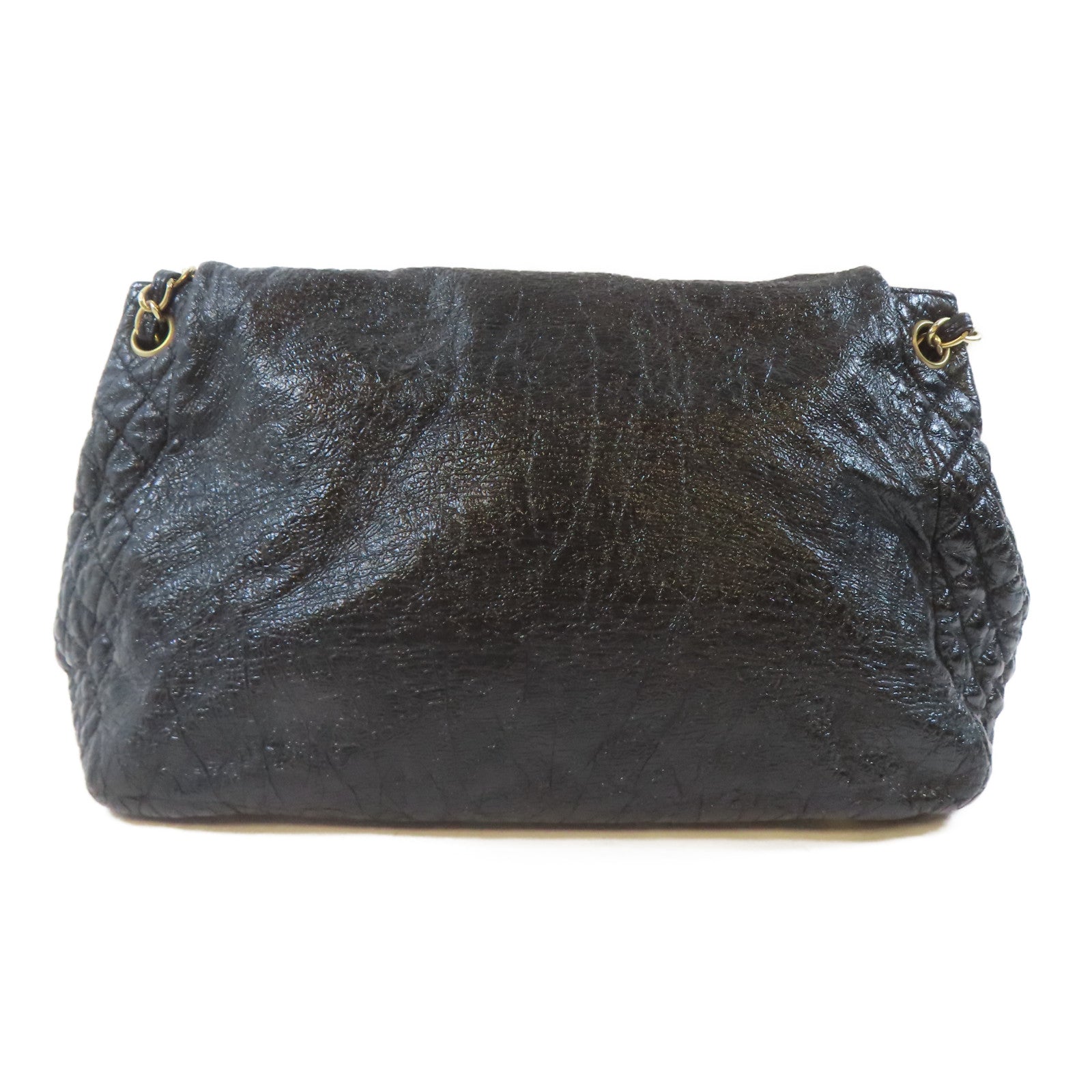 CHANEL 漆皮皮革Chain Shoulder Bag金扣鏈帶肩背袋黑色